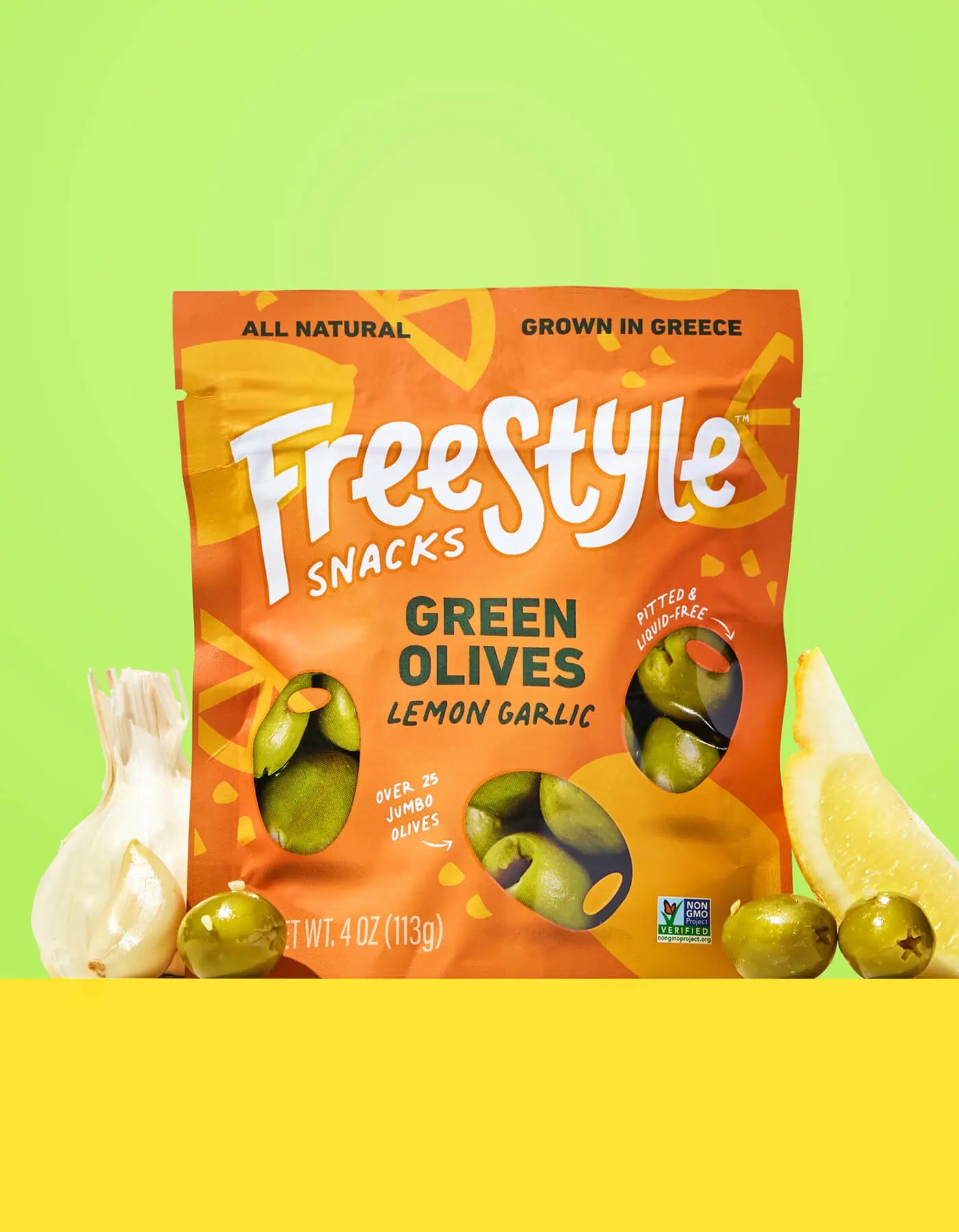 EVOO Lemon Garlic Marinated Green Olives - (6) 4oz Pouches