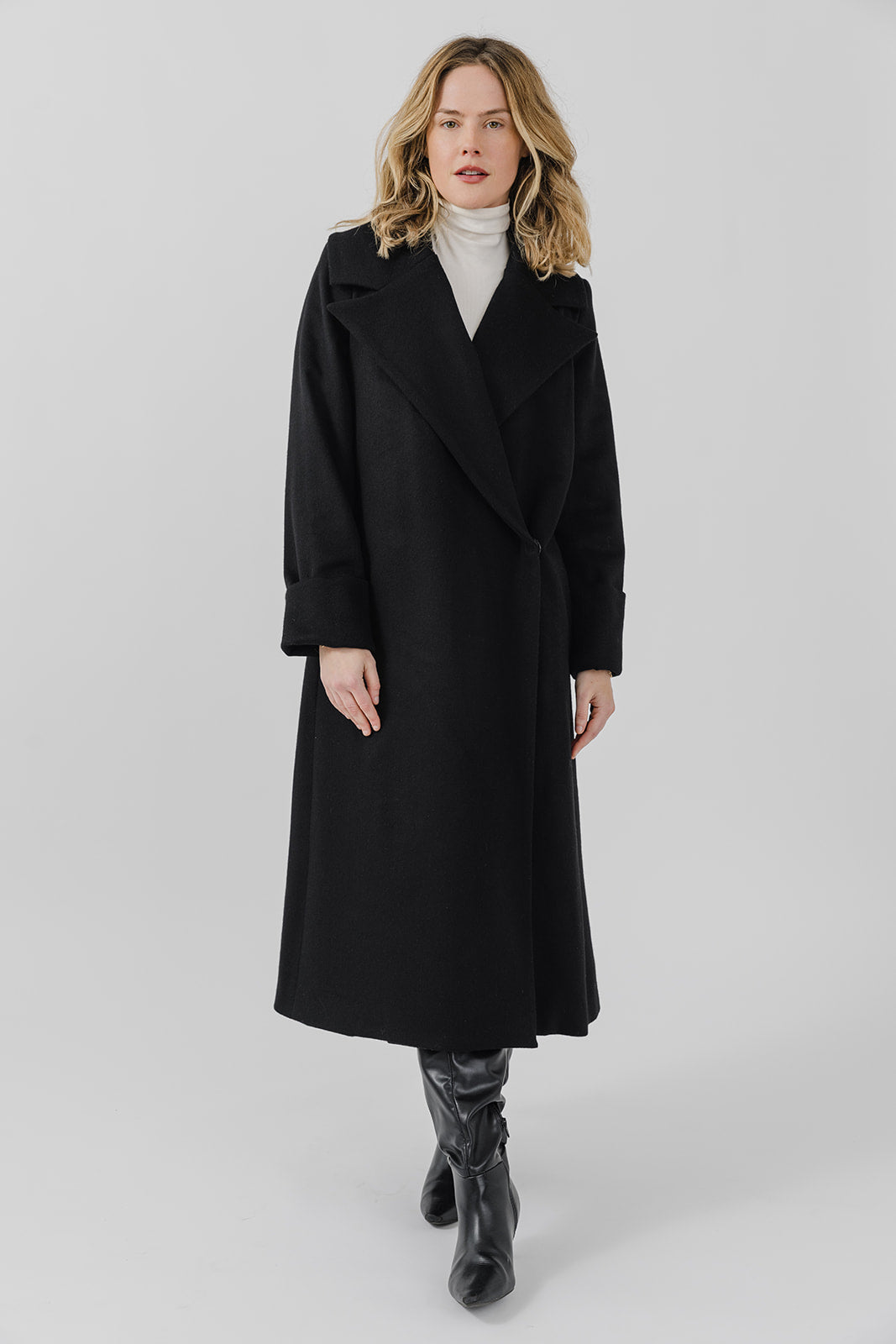 The Dearborn Long Wool Overcoat - Black