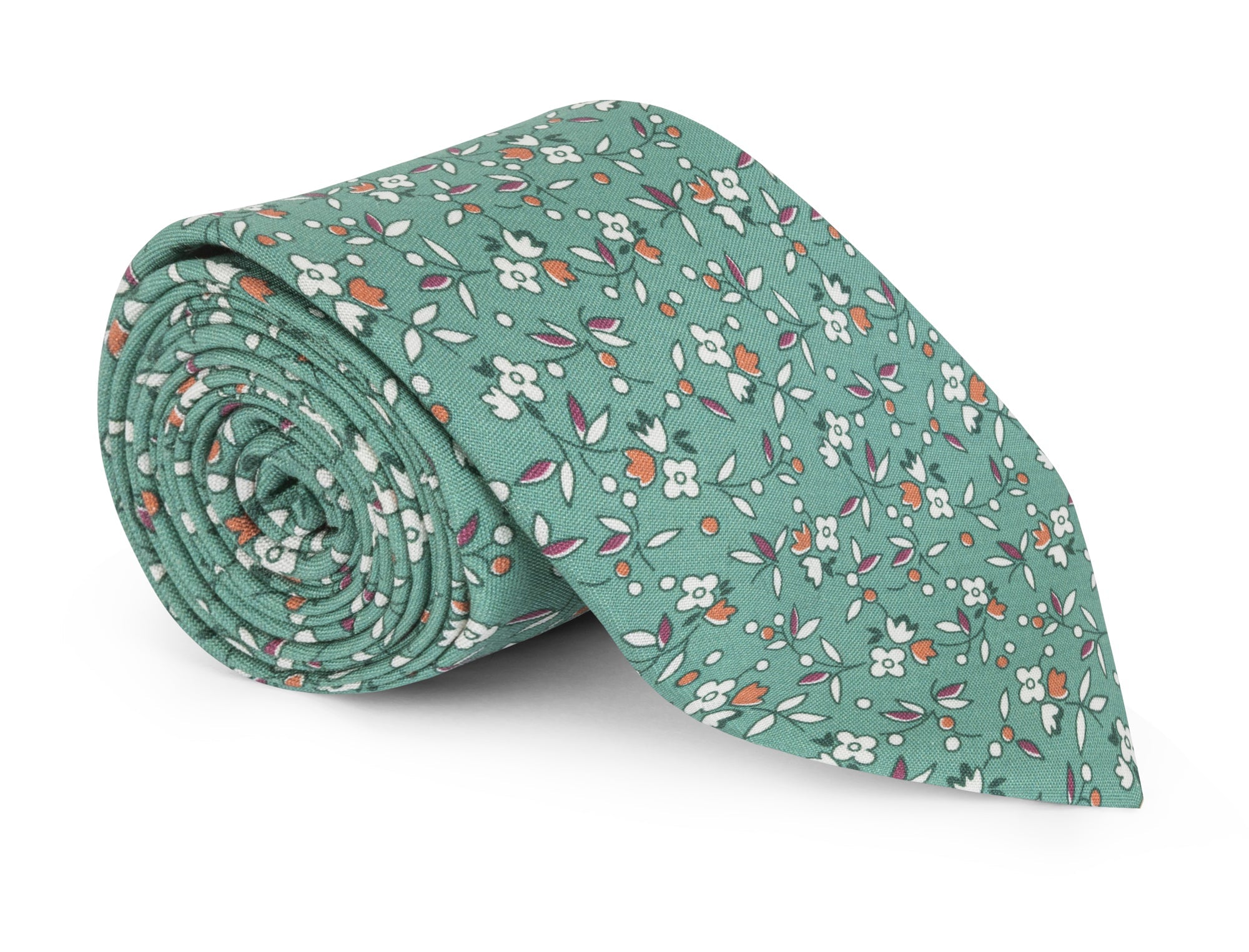 Handmade Mason Seafoam Floral Tie - Silk