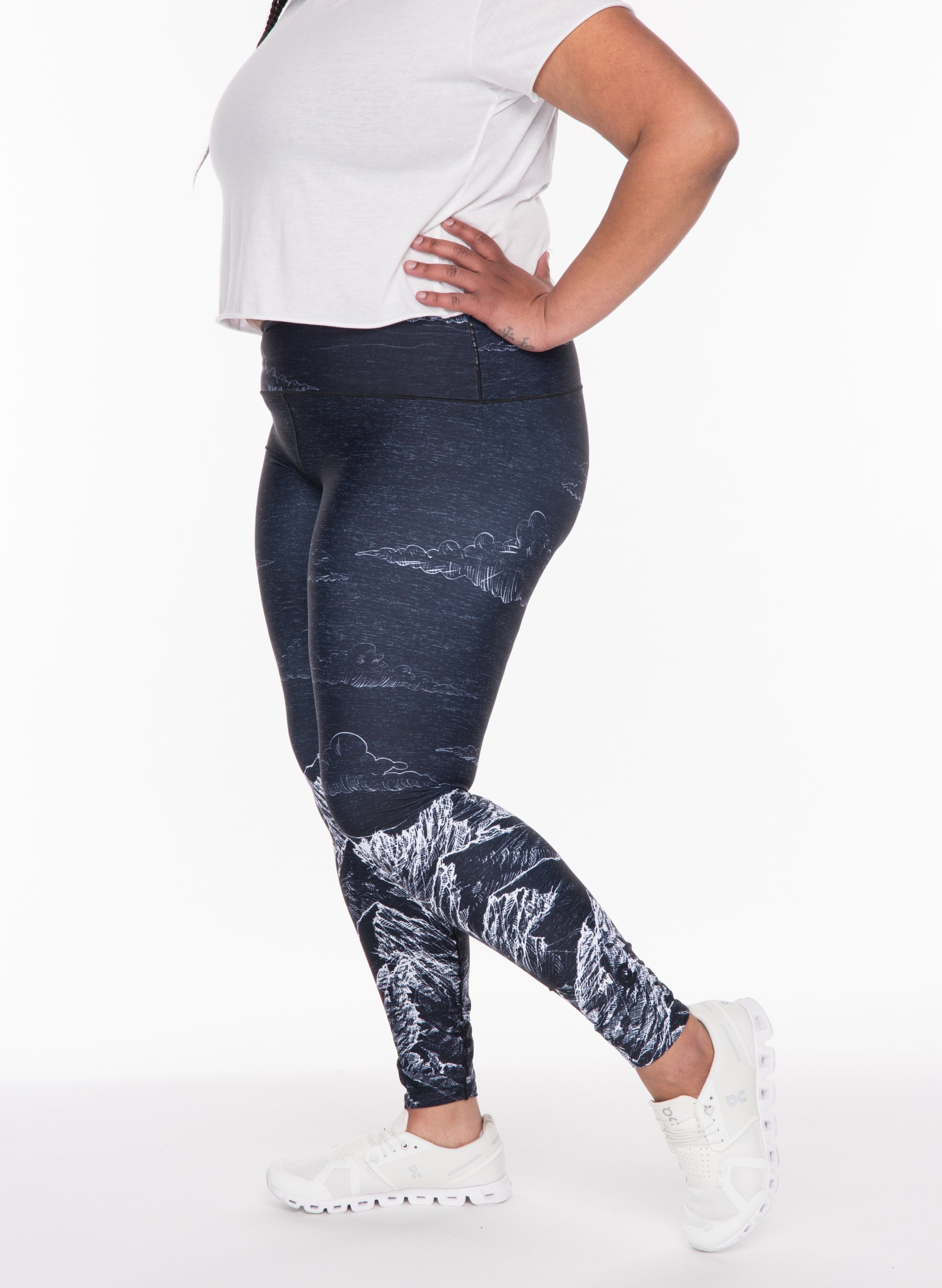 Eco-Friendly Mountain Sketch Yoga Pants