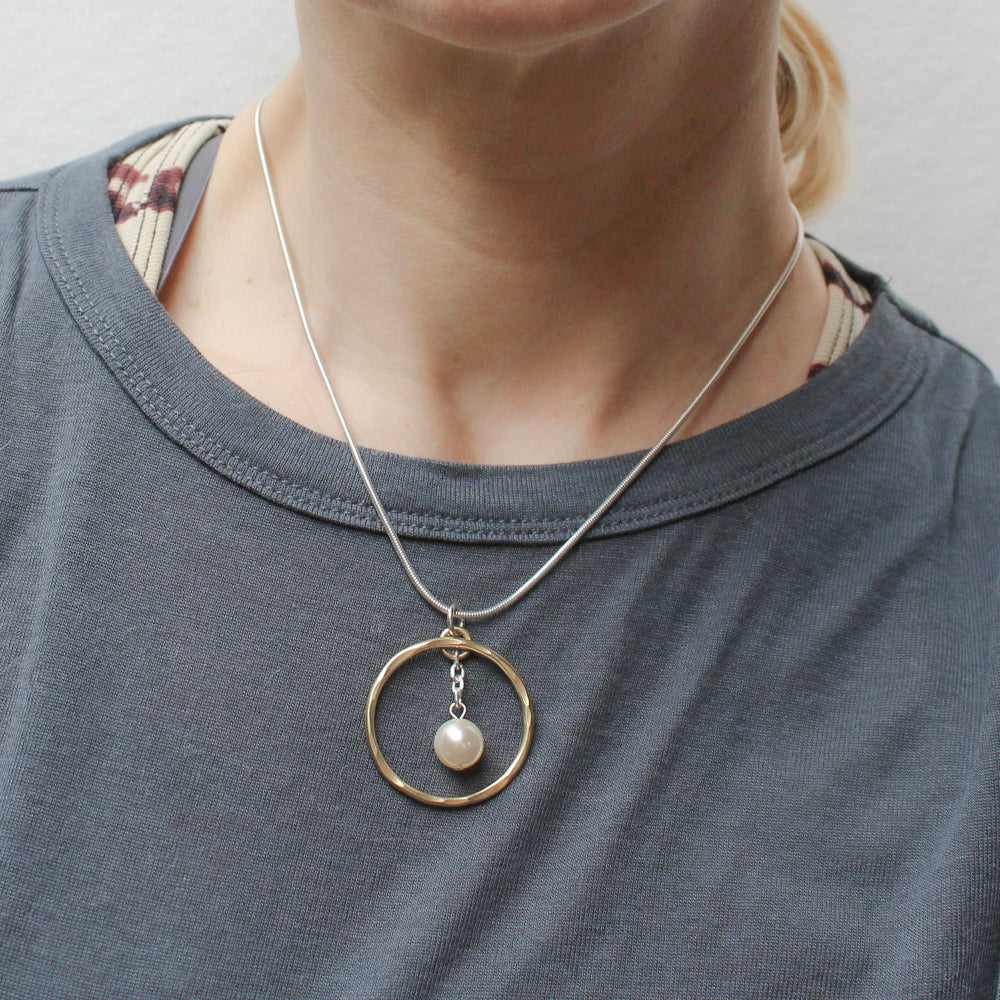 Ring with Hanging Pearl Necklace