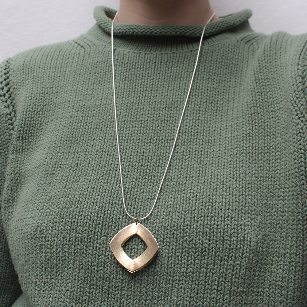 Open Diamonds Long Necklace - Brass & Silver - 28"