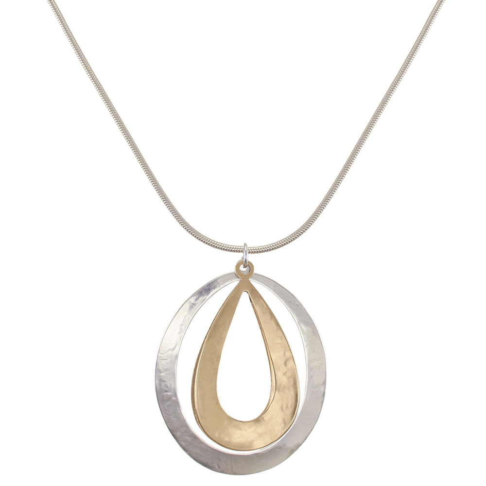 Oval with Back to Back Open Teardrops Necklace