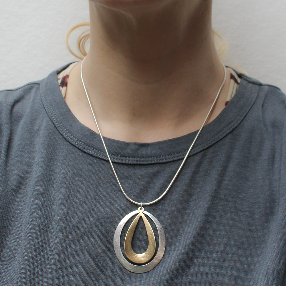 Oval with Back to Back Open Teardrops Necklace