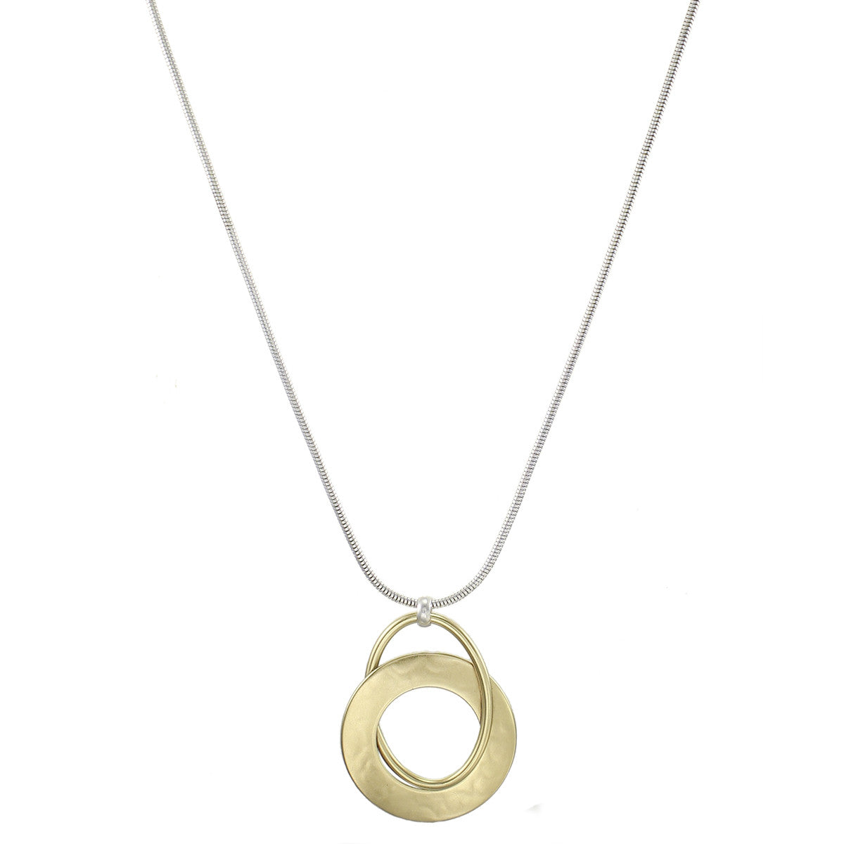 Interlocking Cutout Disc and Oval Ring Necklace