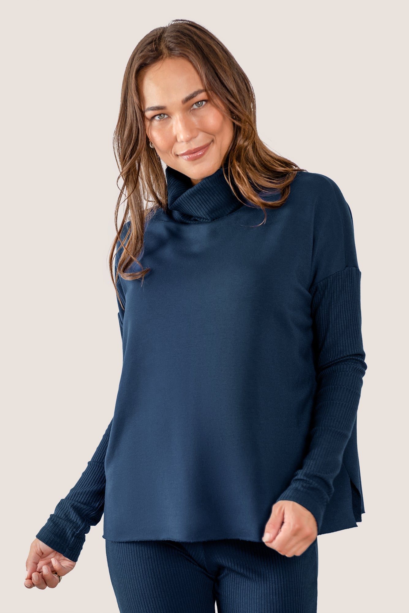 Turtleneck Top with Light Hug Bra-Free Shelf