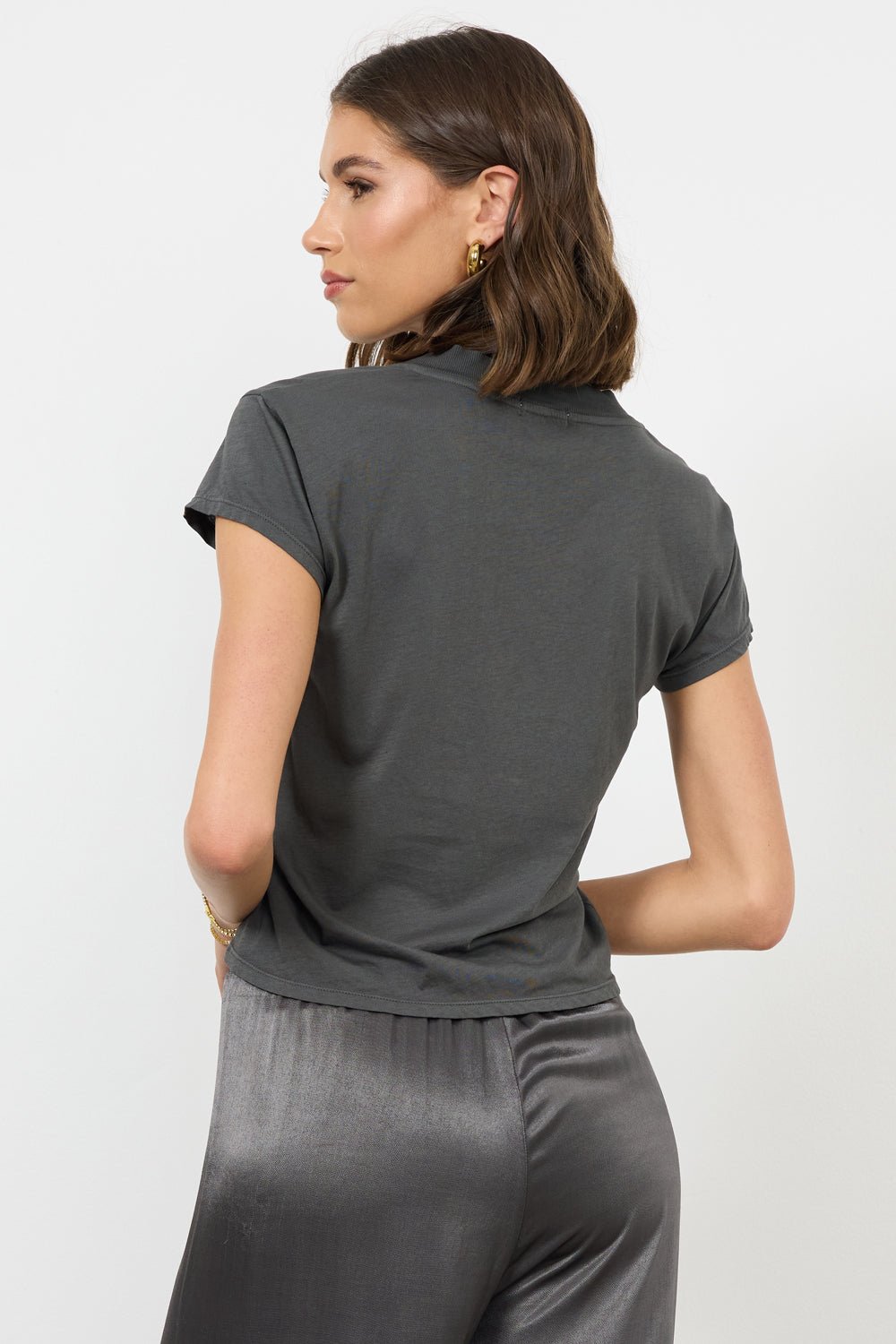 Suri Organic Deep V Cap Sleeve Organic Cotton Tee