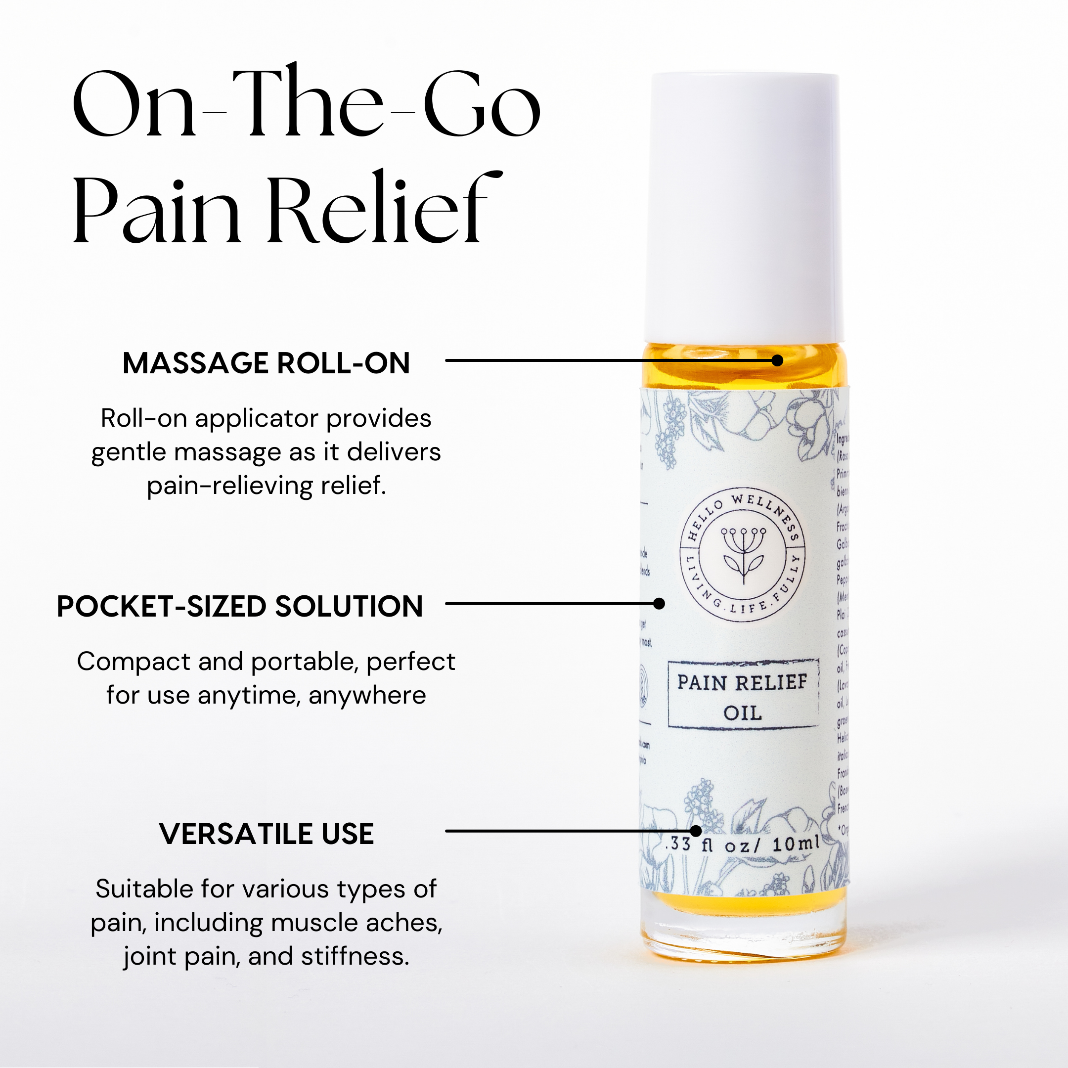 Natural Pain Relief Oil - 2 Oz Glass Bottle