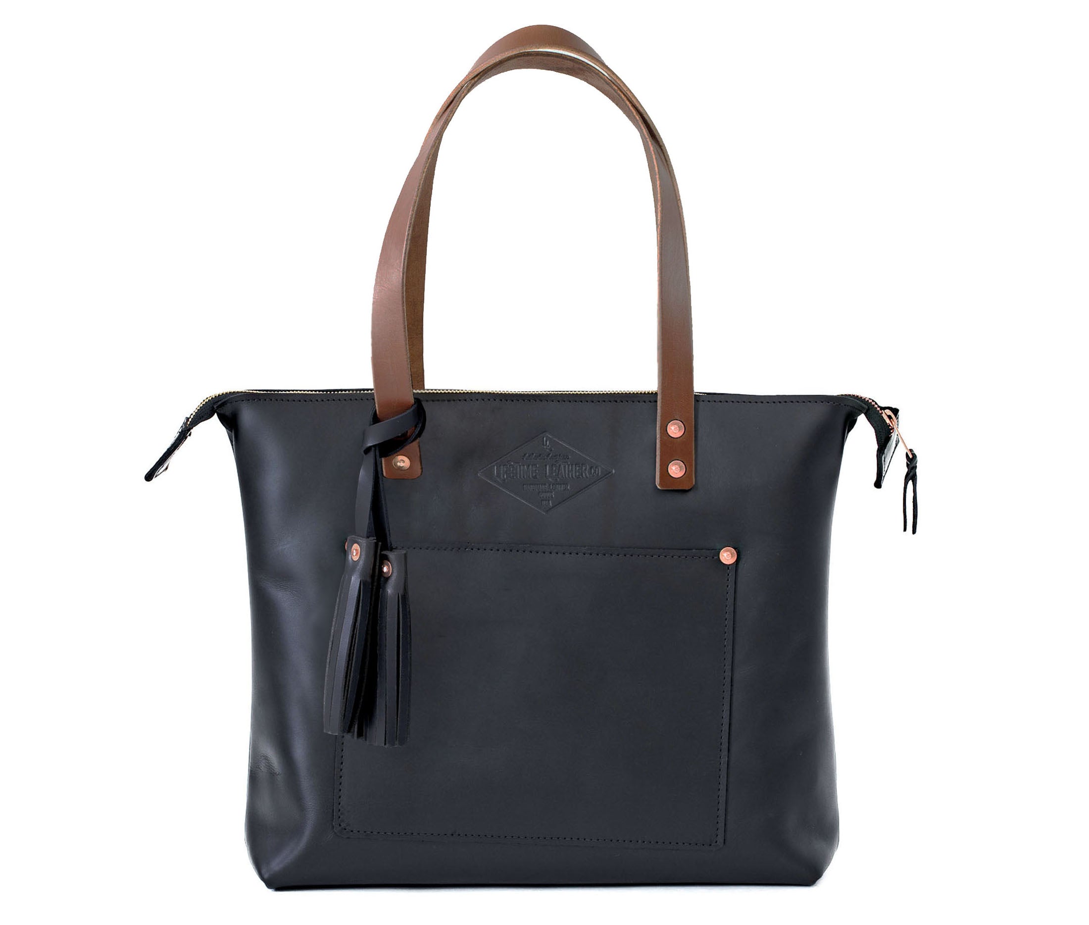Leather Lifetime Zippered Tote Bag