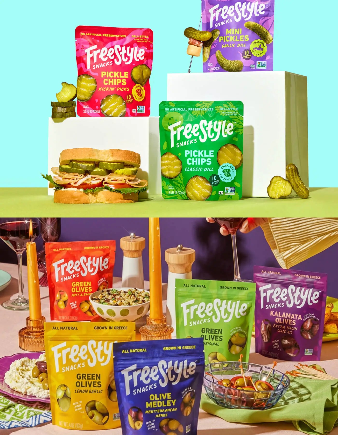 Olives & Pickles Snack Party Pack - 6 Ct