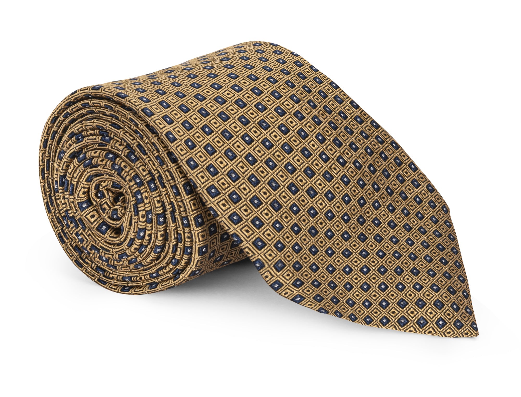 Handmade Pierce Gold Micro Squares Tie - Silk
