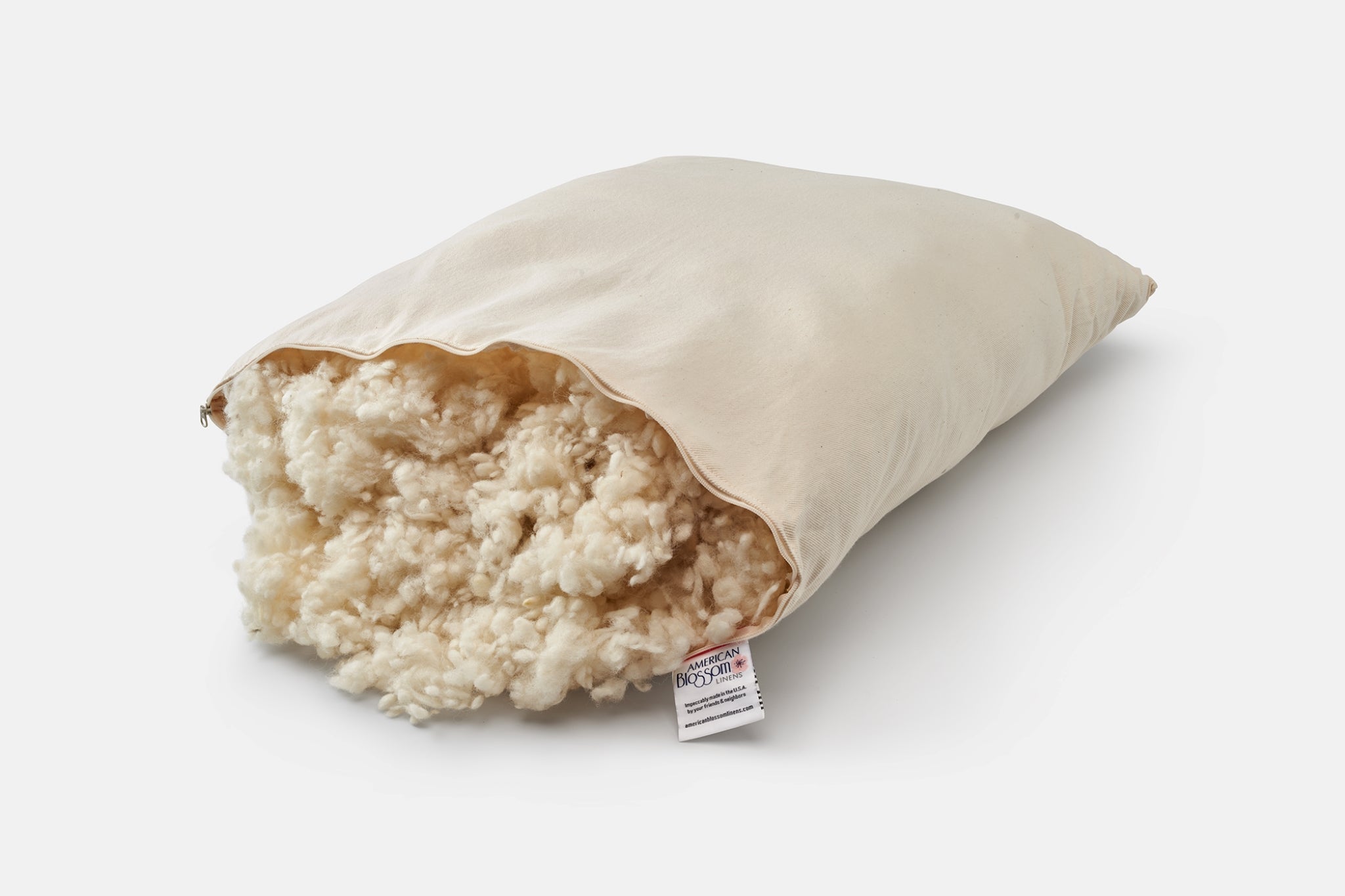 Natural Wool Pillow USA Cotton Cover - Customizable