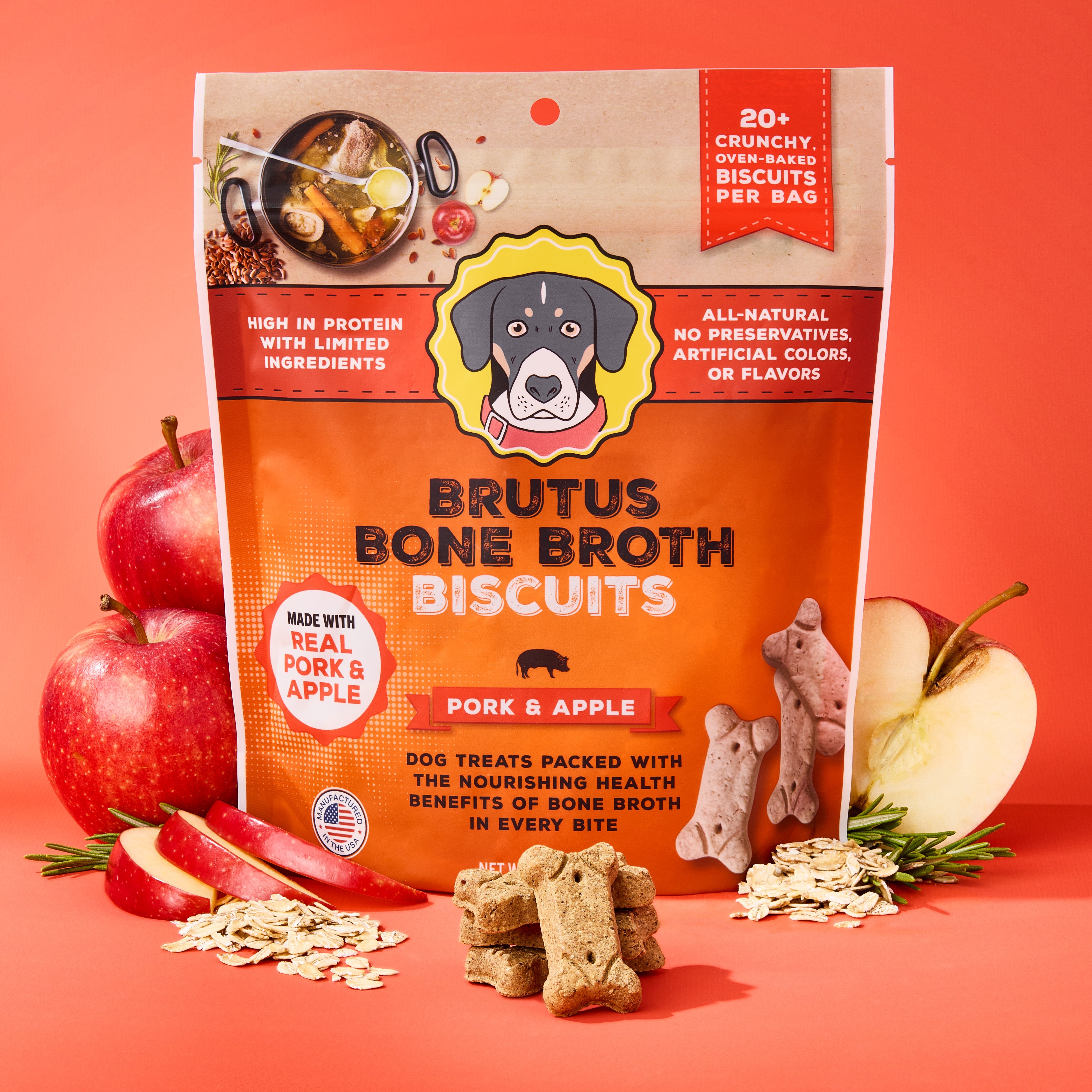 Natural Real Pork & Apple Bone Broth Biscuits