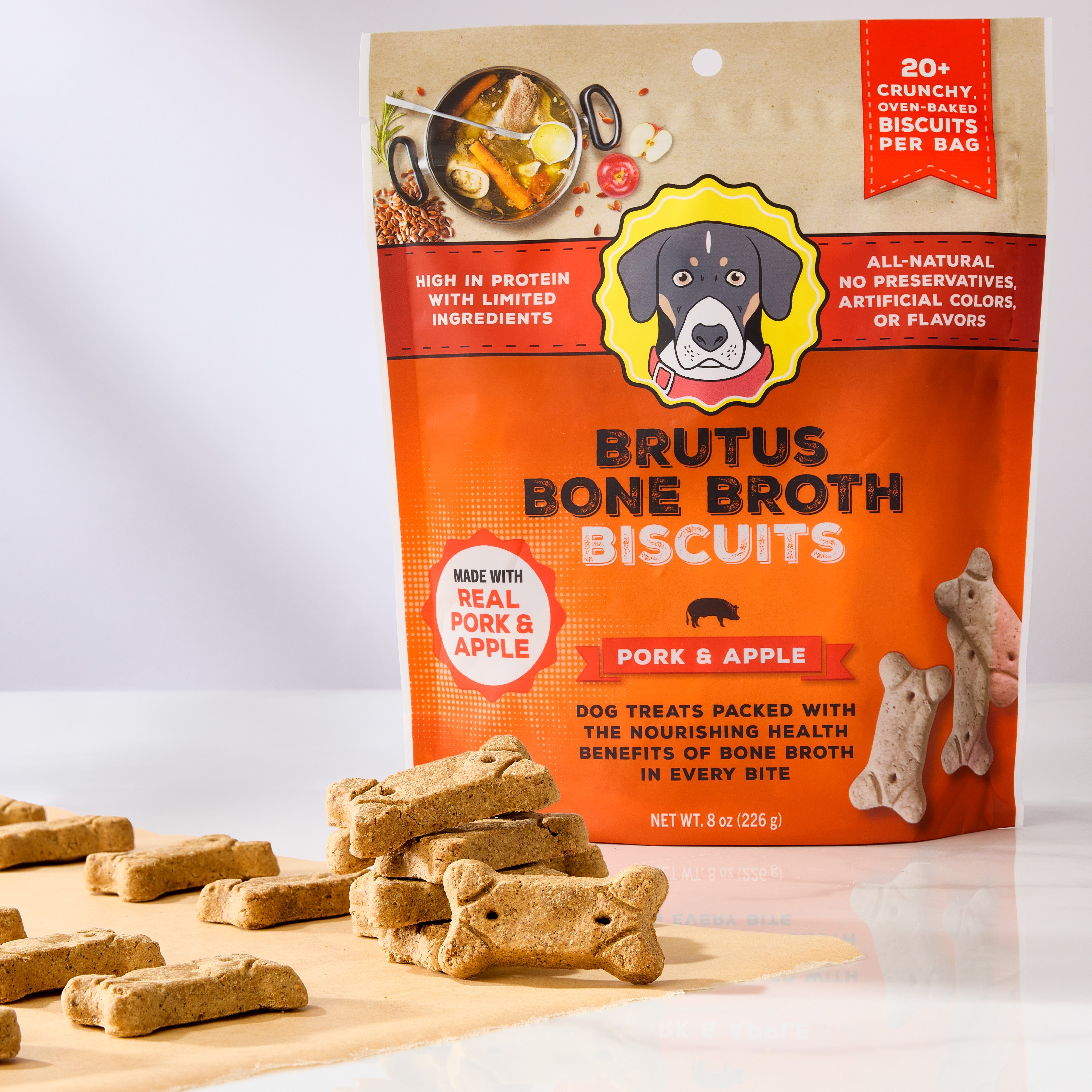 Natural Real Pork & Apple Bone Broth Biscuits