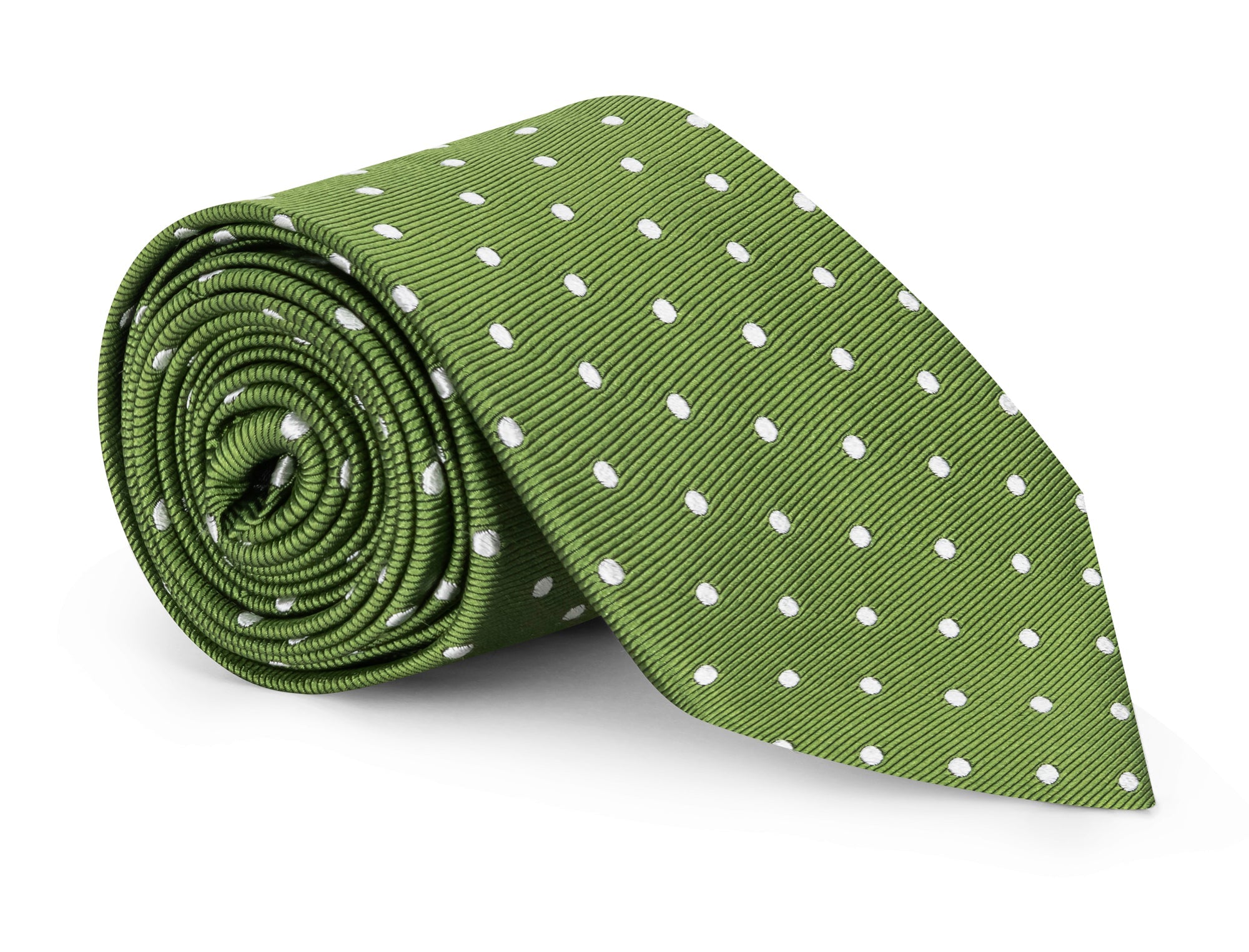 Handmade Kelly Green Dot Tie - Italian Silk