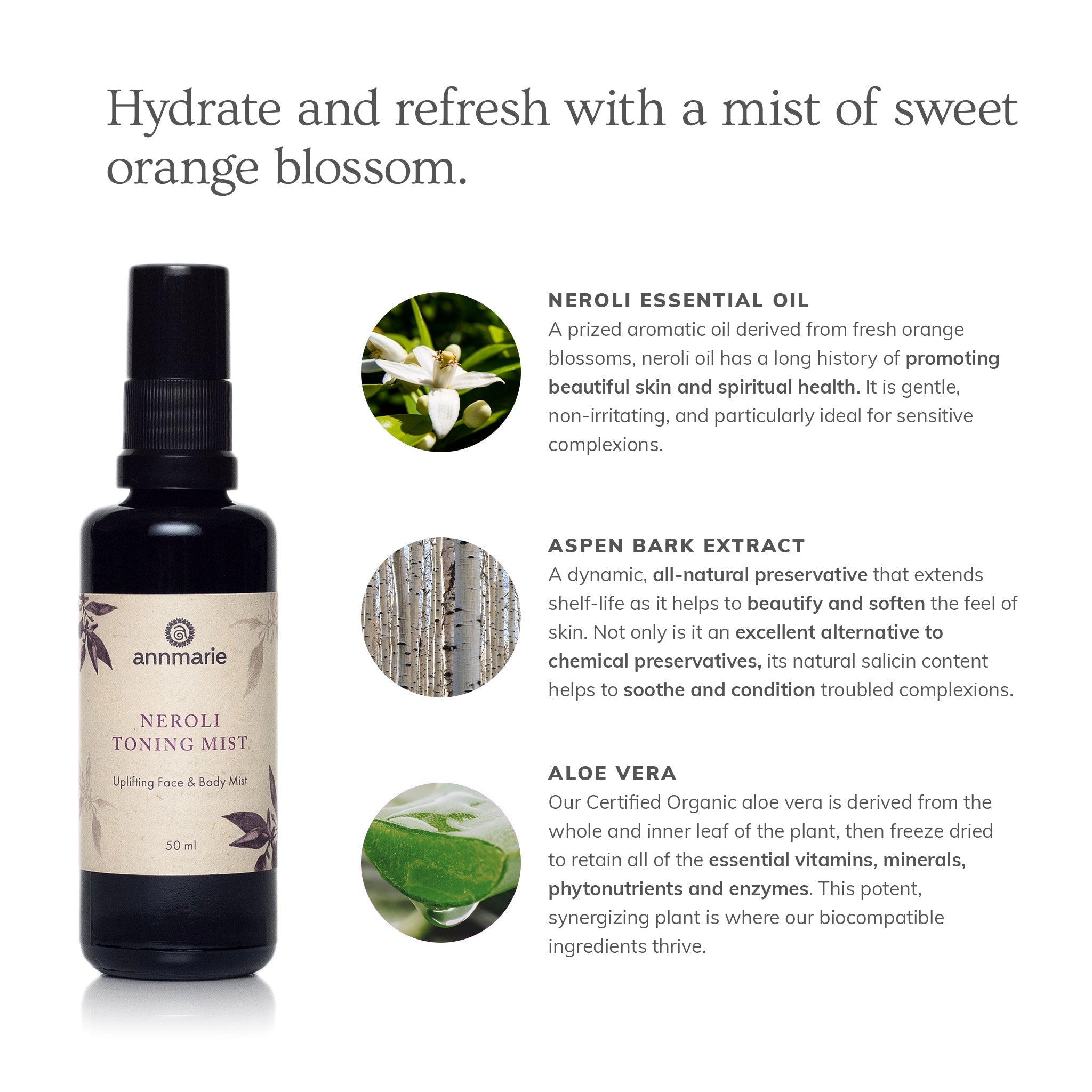 Neroli Aloe Vera Hydrating Toning Facial Mist - 1.7 Oz