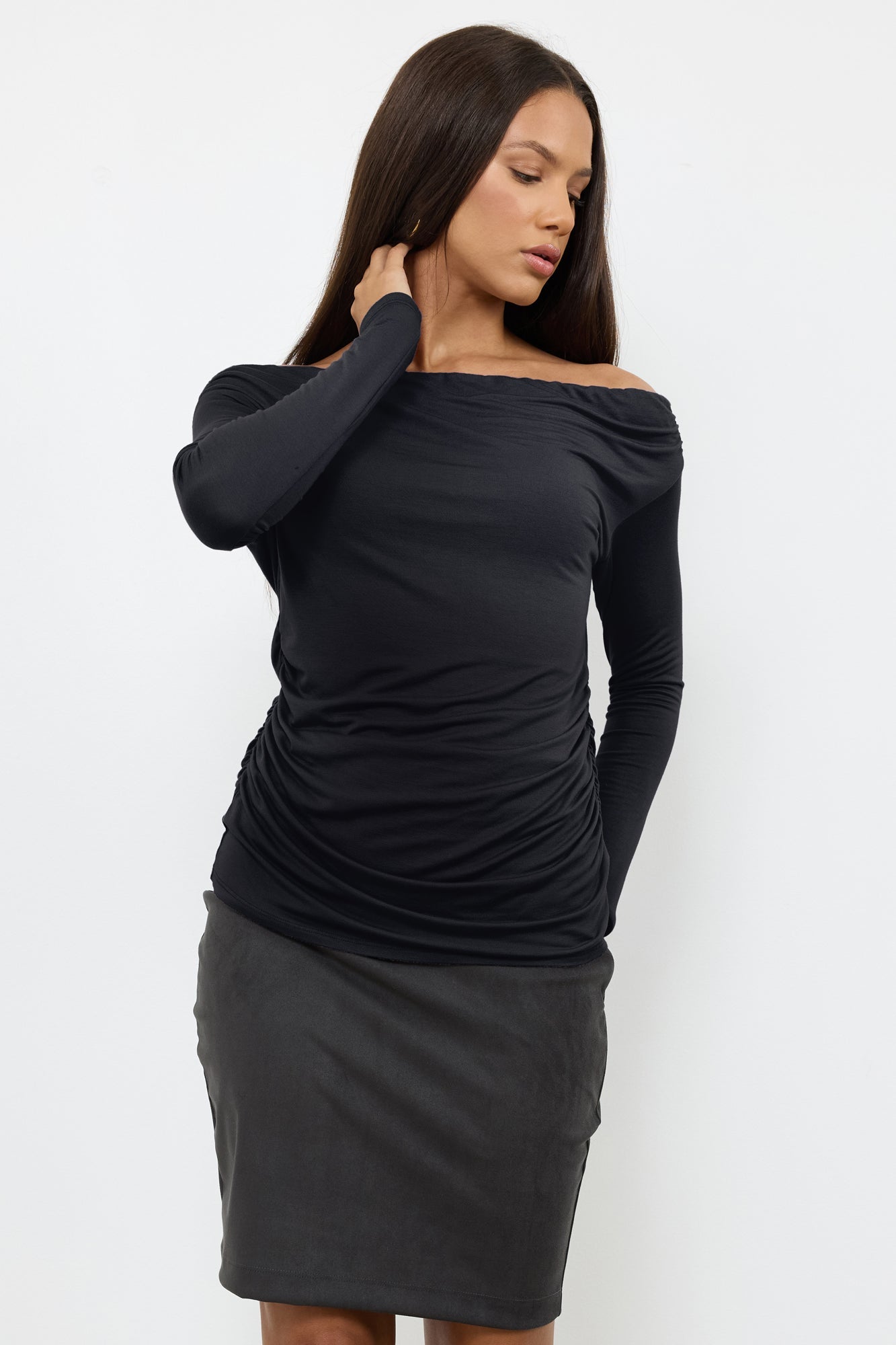 Ivy Off Shoulder Top With Side Shirring