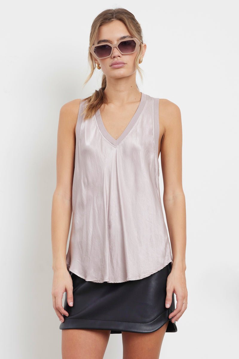 Bridget Silky V-Neck Relaxed Tank Top