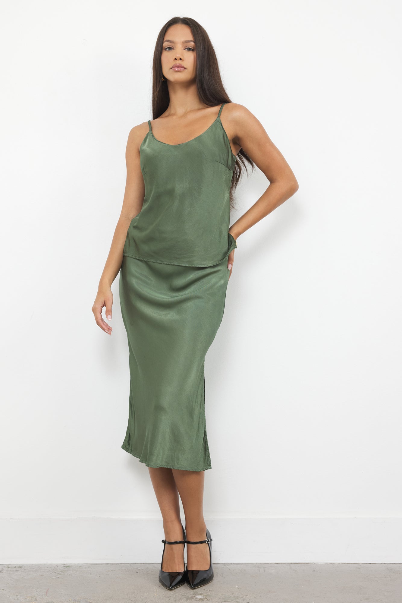 Cecilia You Back Satin Tank w/Adjustable Straps