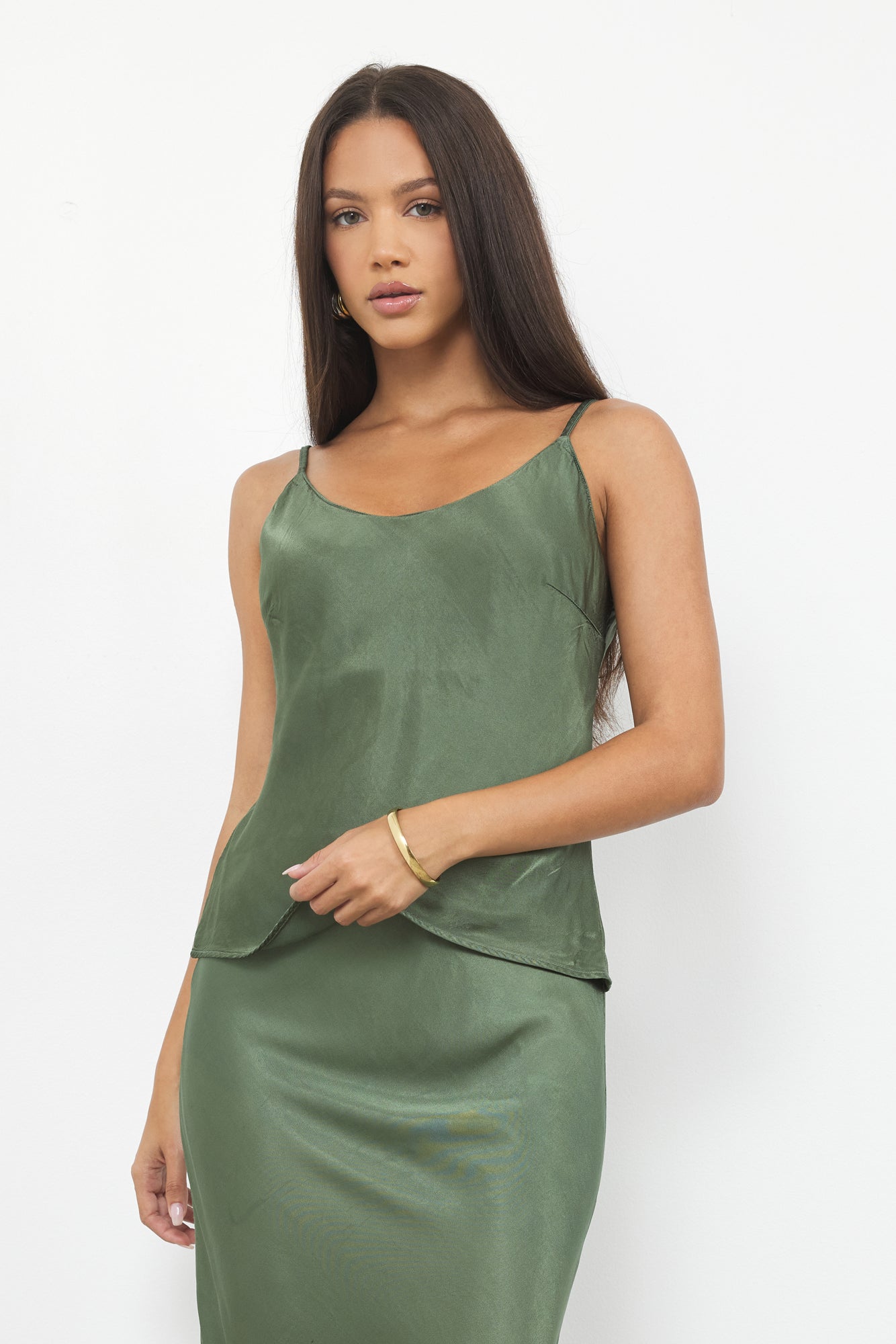 Cecilia You Back Satin Tank w/Adjustable Straps