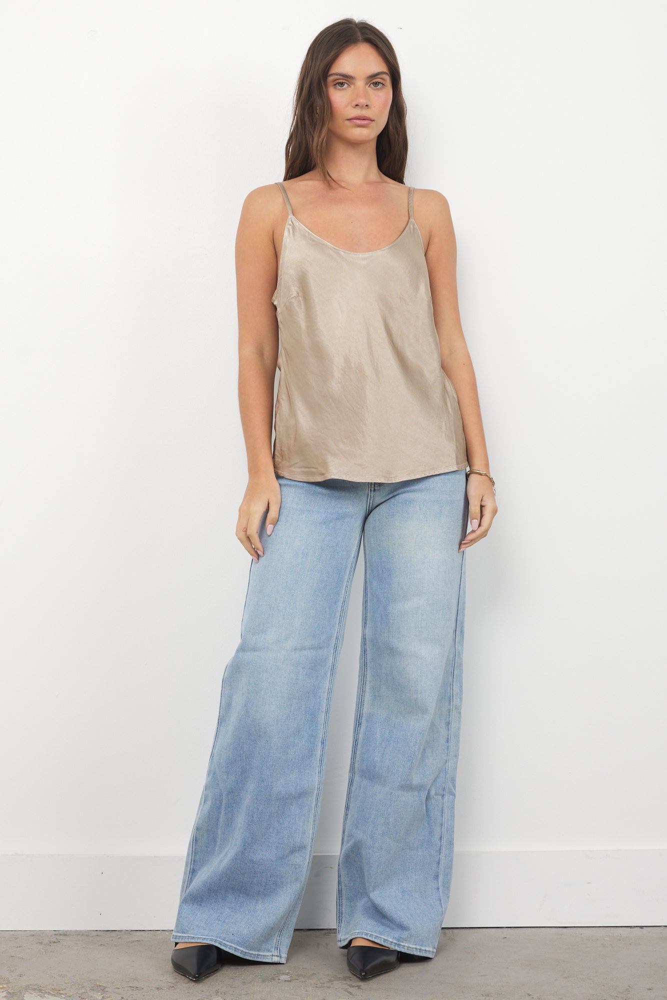 Cecilia You Back Satin Tank w/Adjustable Straps