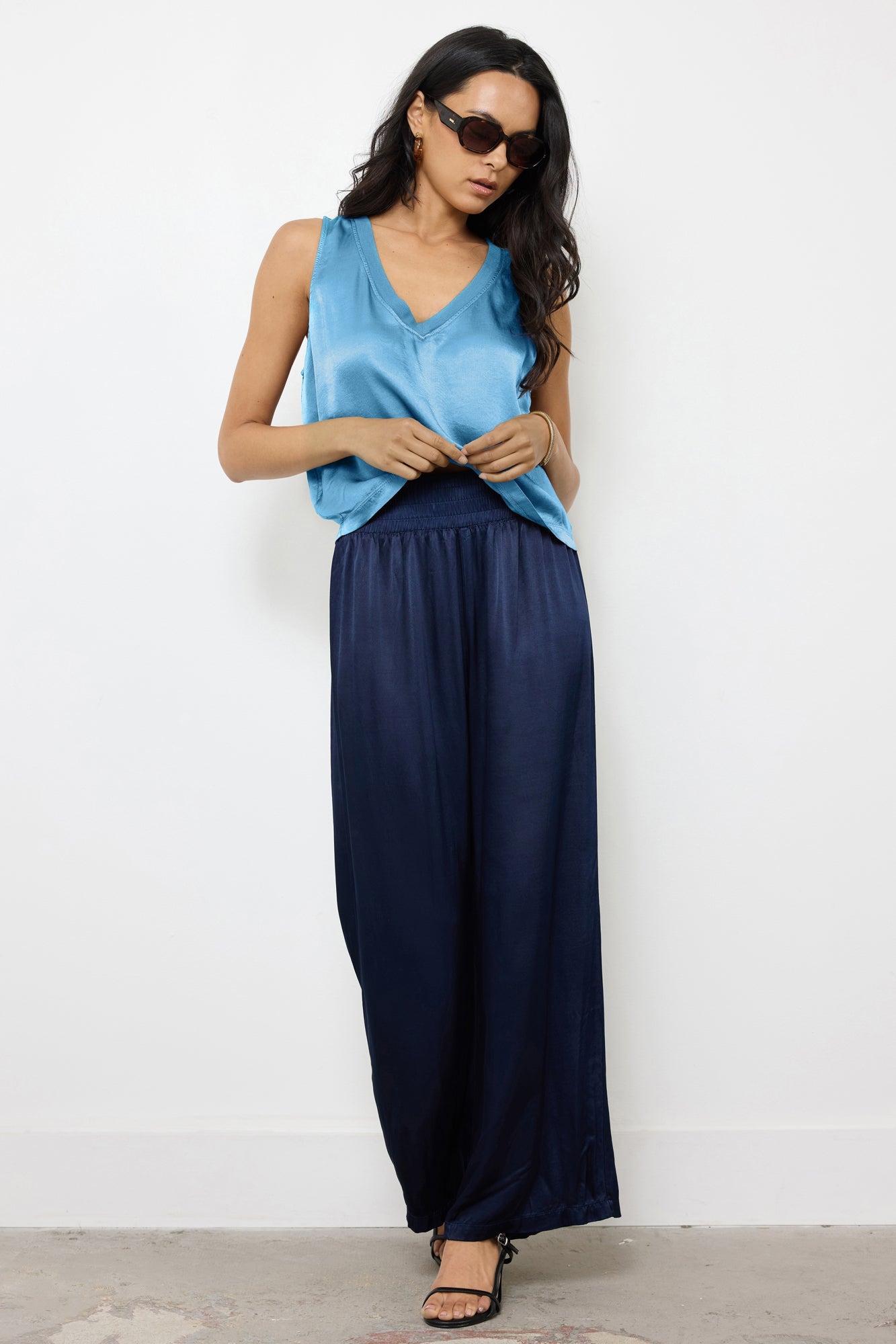 Lila Silky Smooth Relaxed Fit V Neck Tank