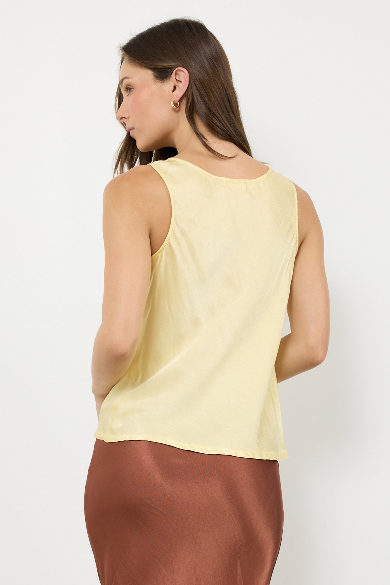 Satin Cowl Neck Silky Tank Top - Charlotte
