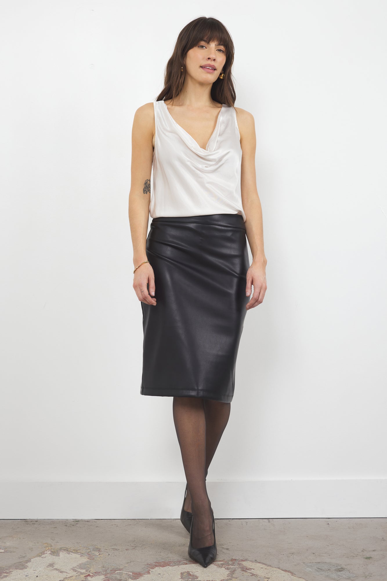 Satin Cowl Neck Silky Tank Top - Charlotte