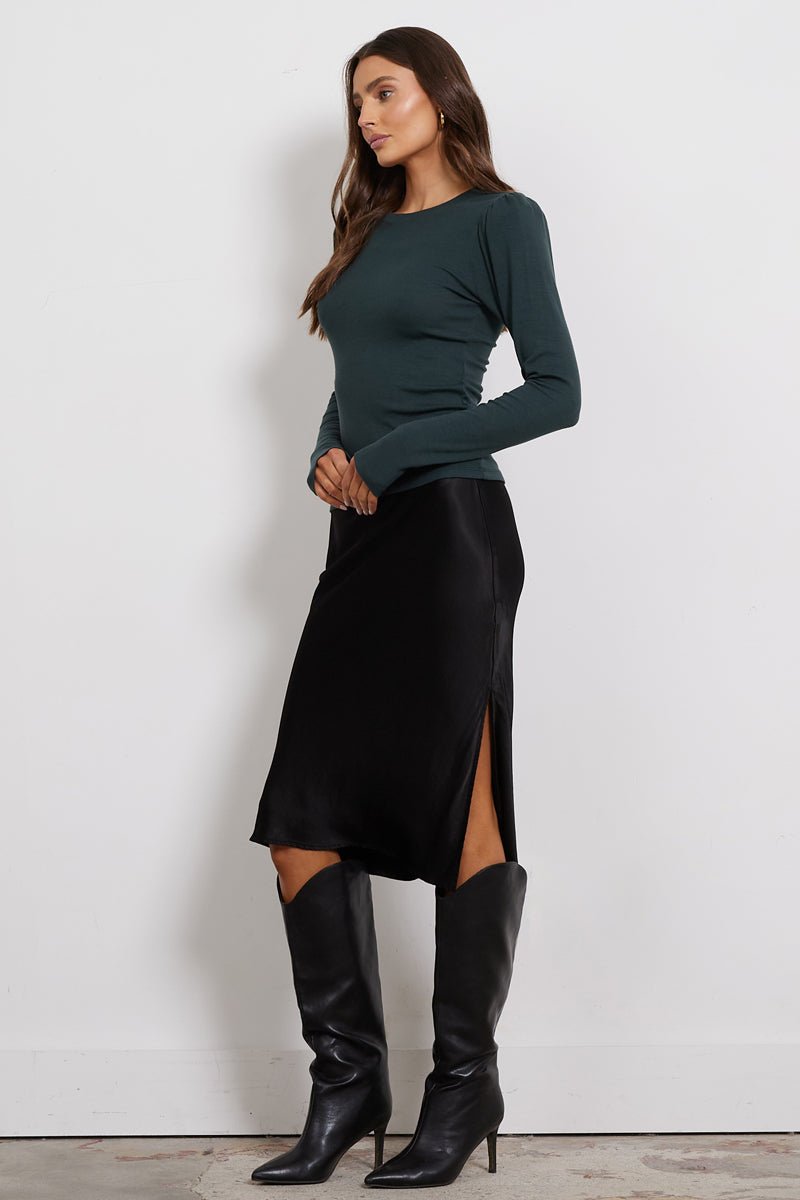 Dorit Silky Slip Skirt with Leg Slip