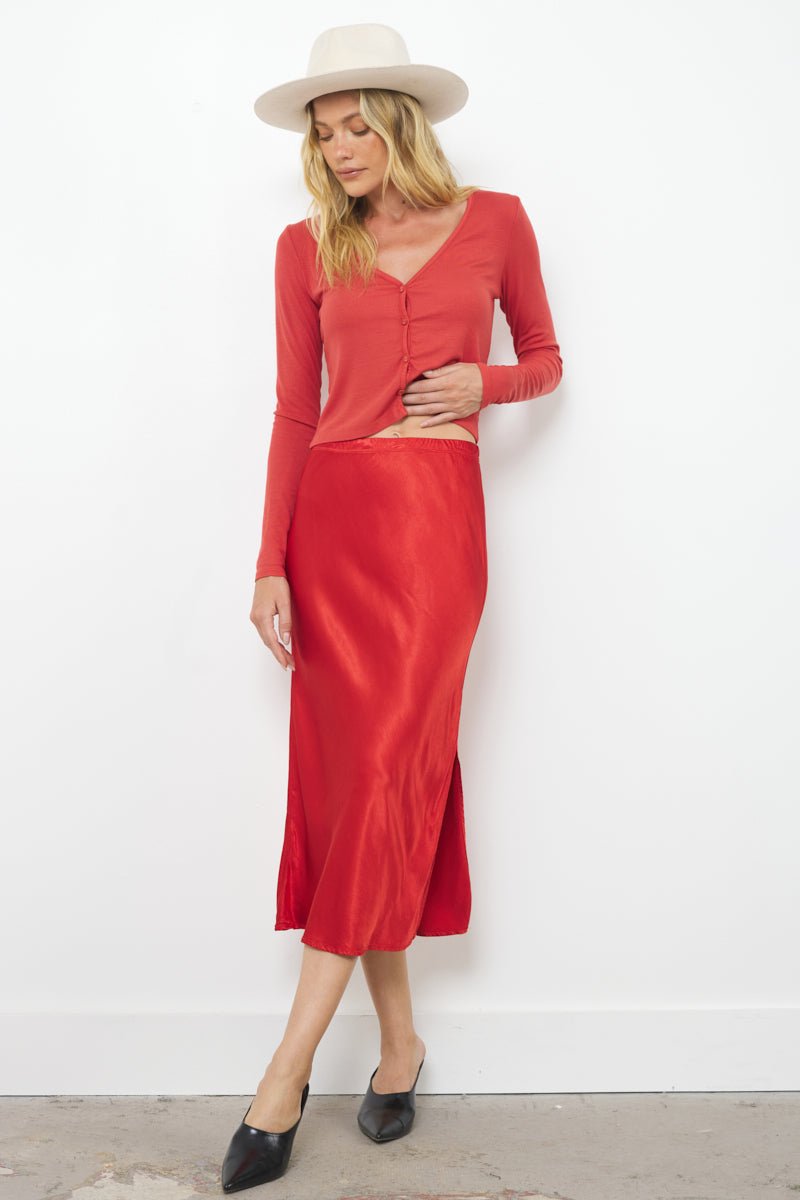Dorit Silky Slip Skirt with Leg Slip