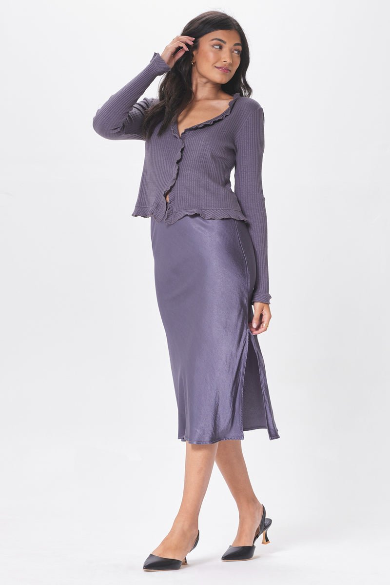 Dorit Silky Slip Skirt with Leg Slip