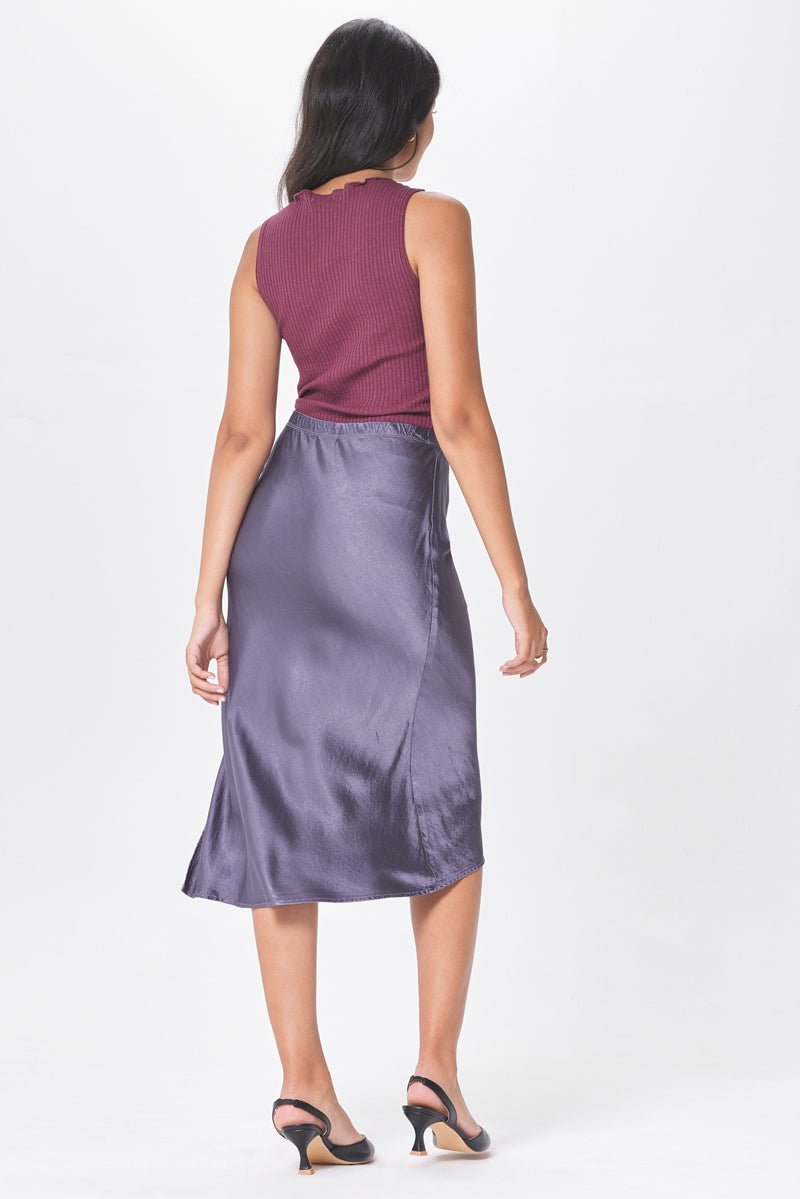 Dorit Silky Slip Skirt with Leg Slip