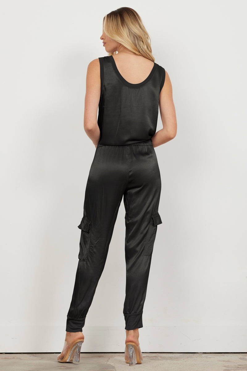 Satin Jogger Cargo Pants