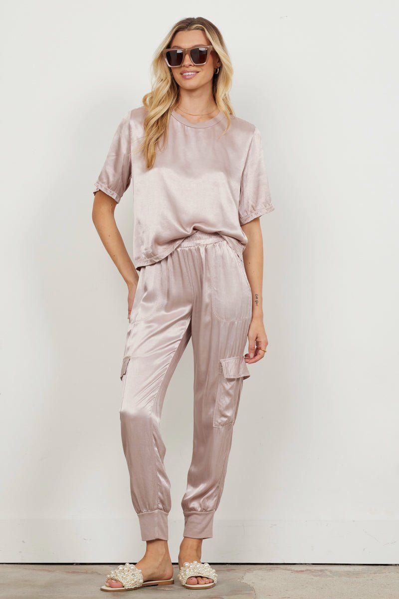 Satin Jogger Cargo Pants