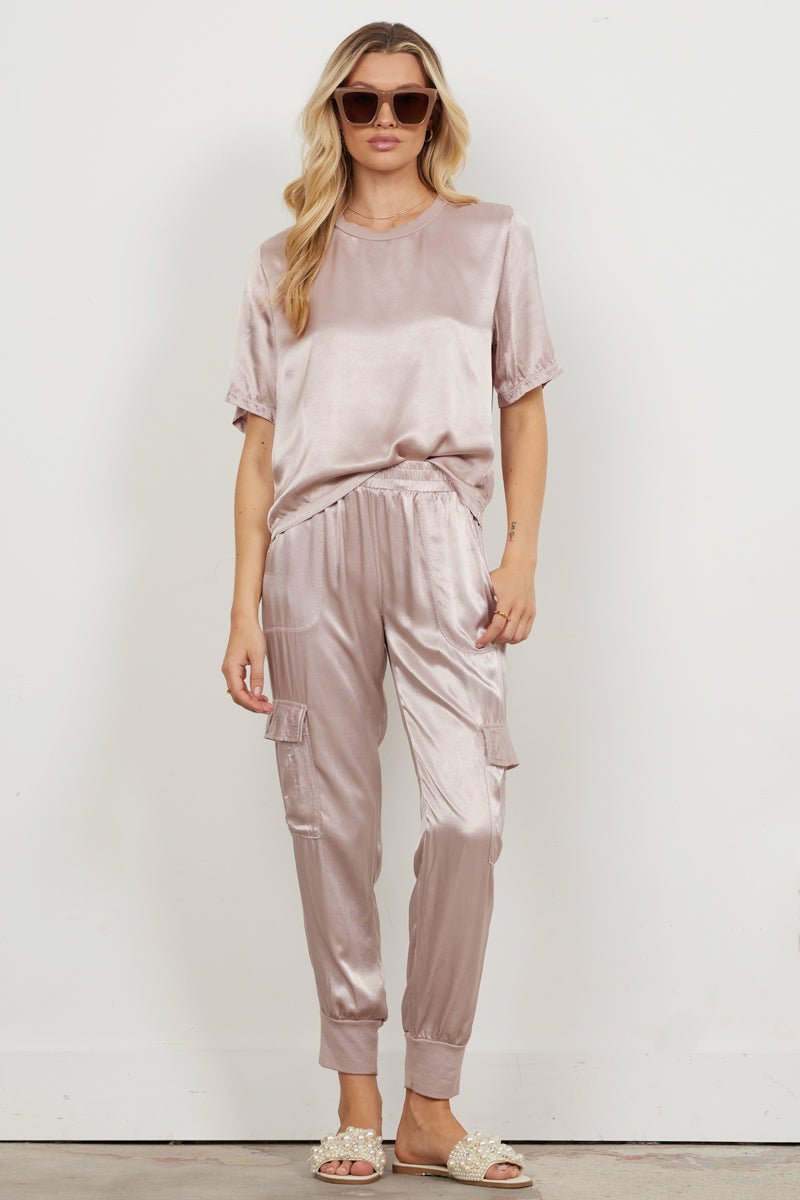 Satin Jogger Cargo Pants