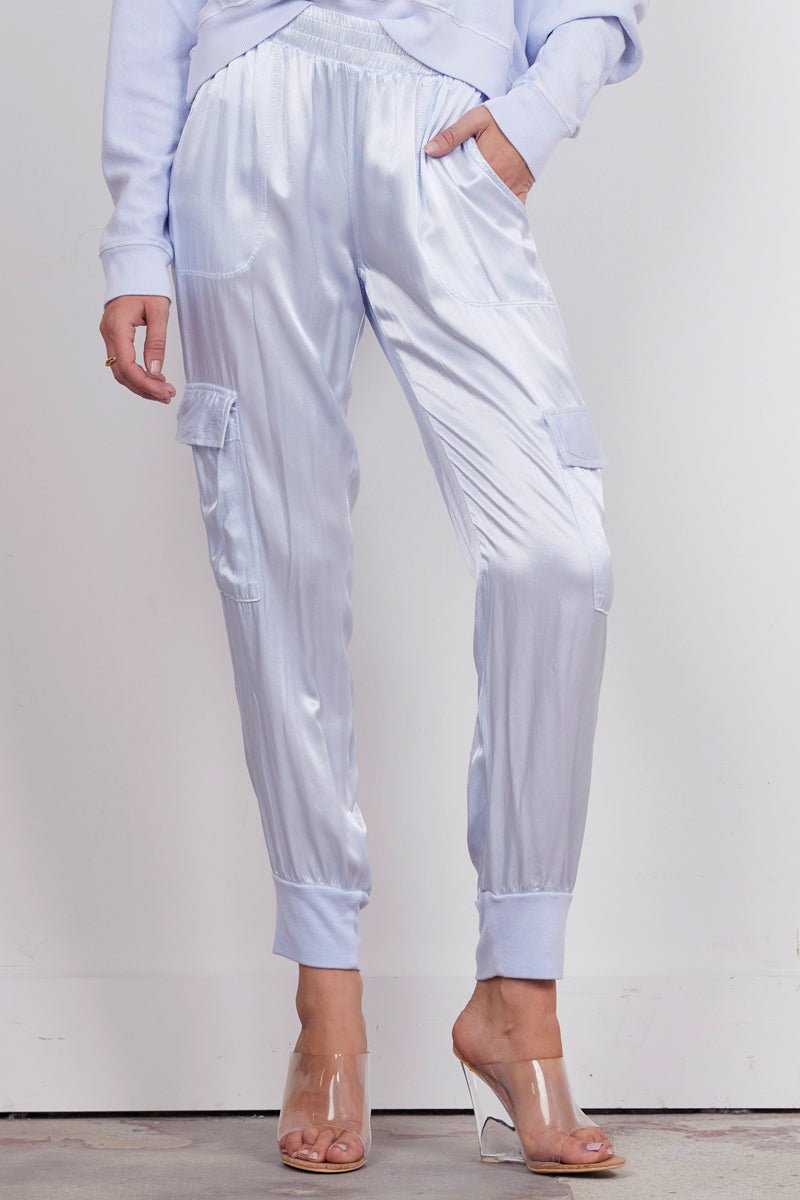 Satin Jogger Cargo Pants