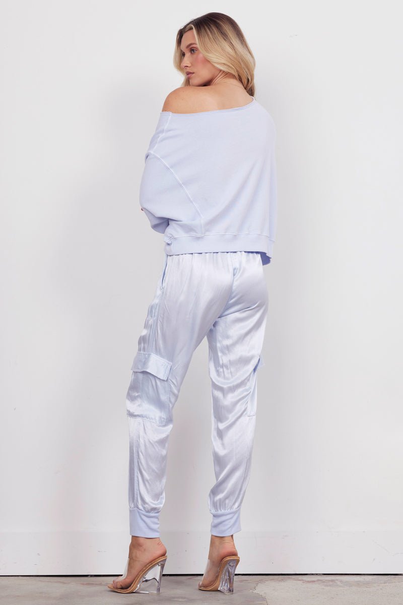 Satin Jogger Cargo Pants