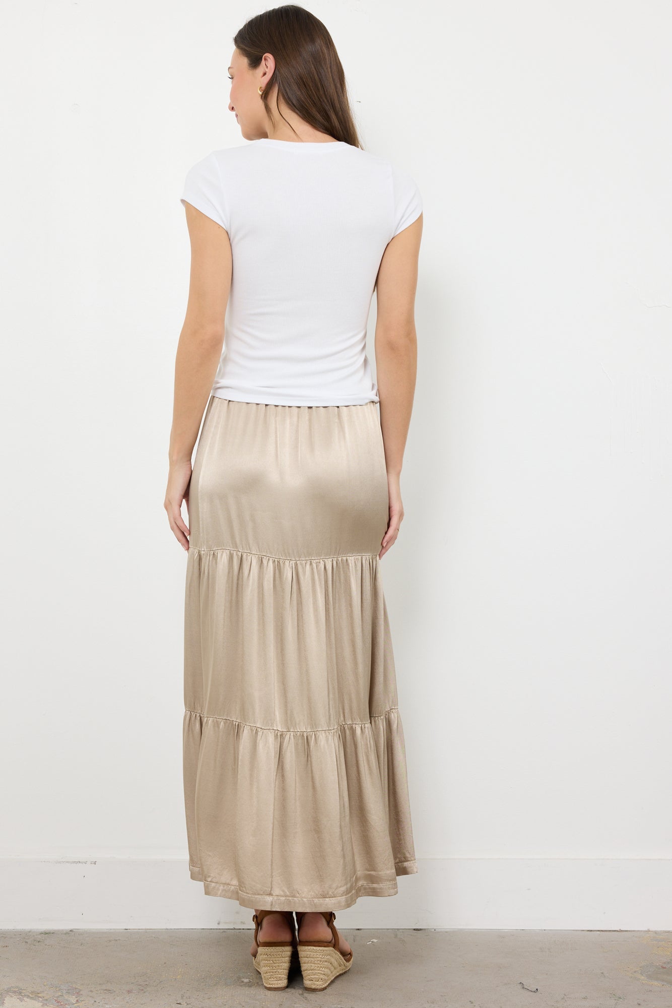 Silky Satin Layered Midi Skirt