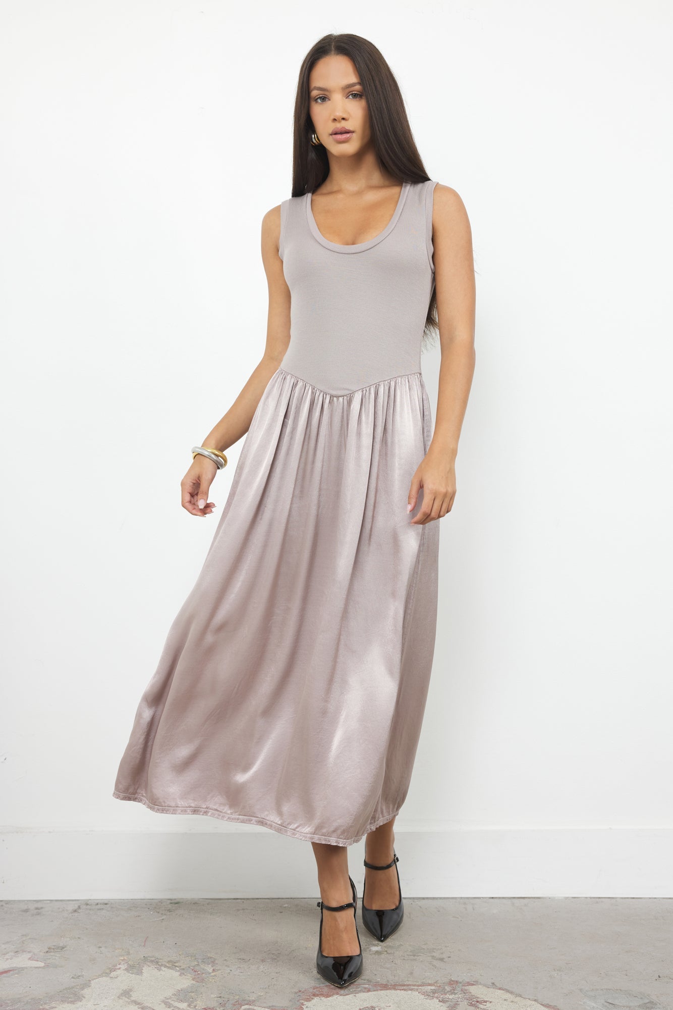 Oliver Silky Tank Dress Ribbed Bodice