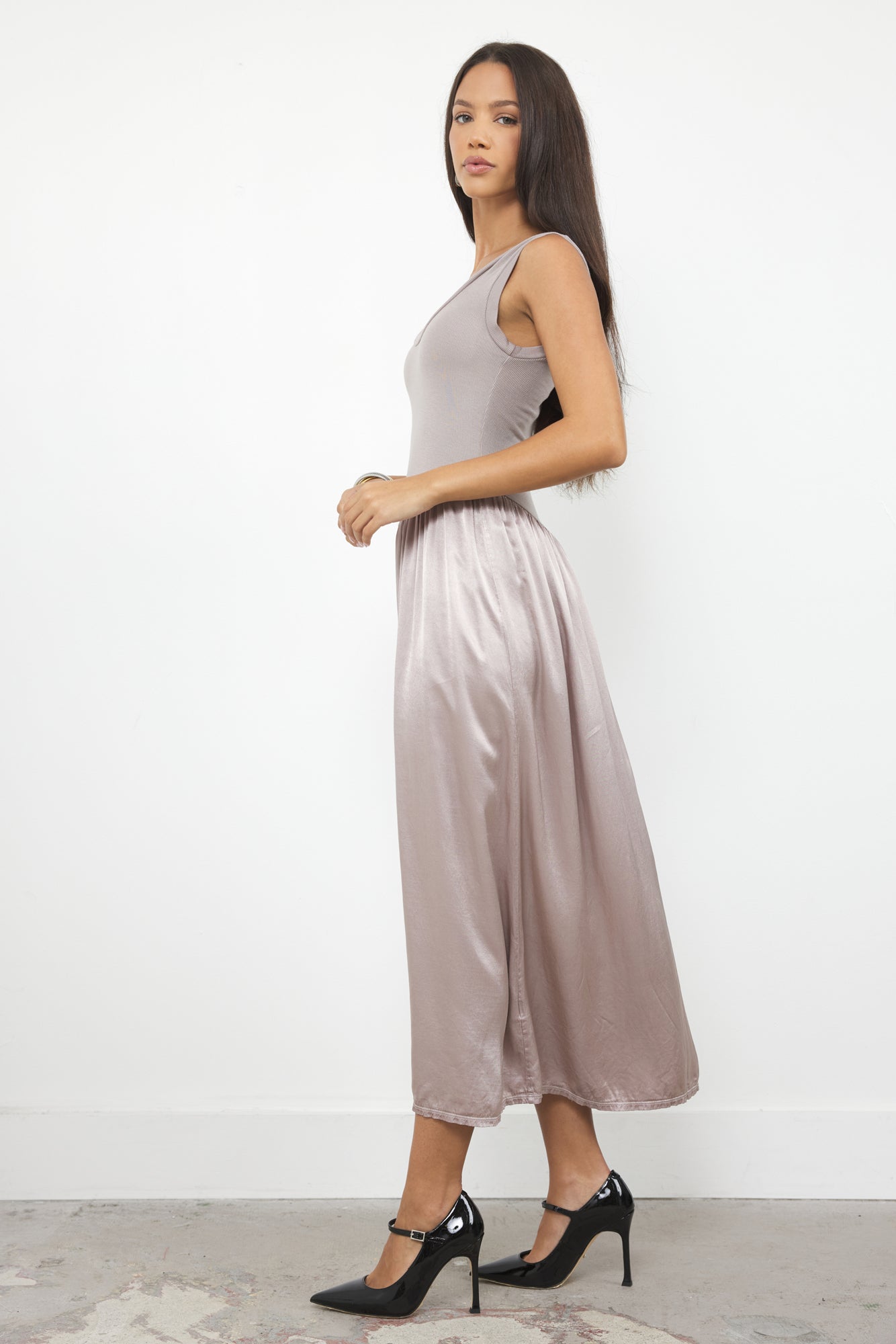 Oliver Silky Tank Dress Ribbed Bodice
