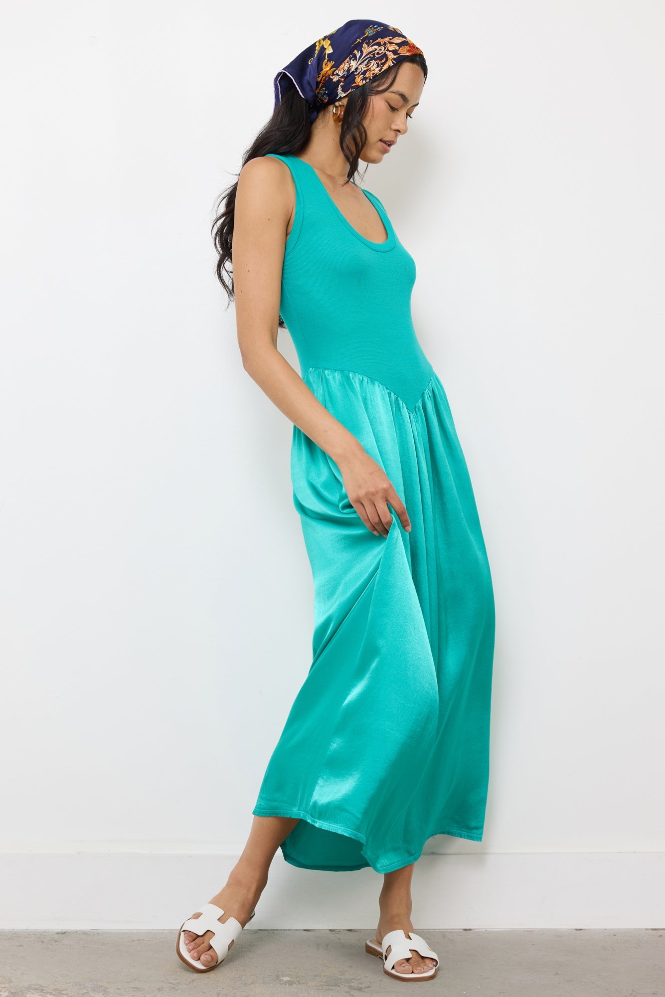 Oliver Silky Tank Dress Ribbed Bodice