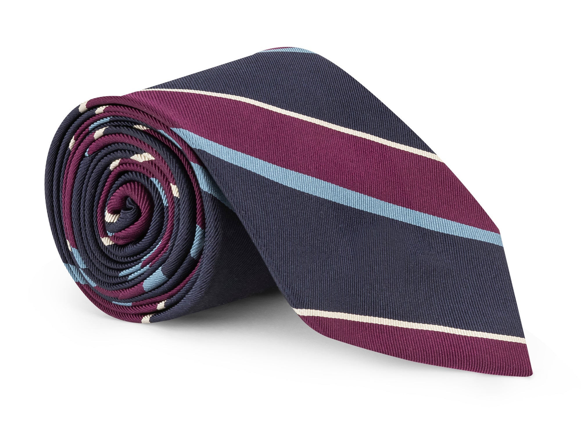 Handmade Roanoke Classic Navy Mogador Stripe Tie