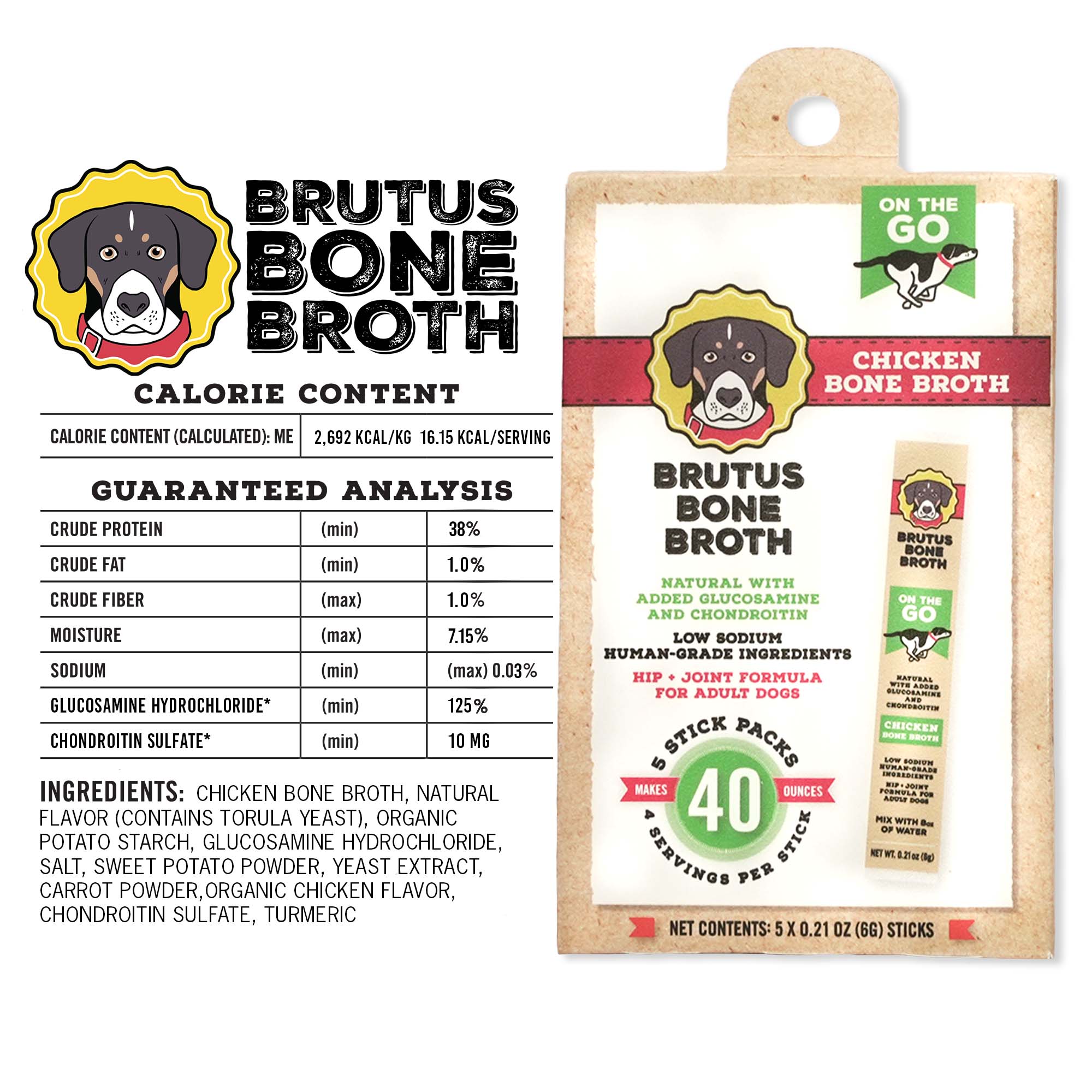 Convenient Brutus On The Go Bone Broth Powder - Chicken