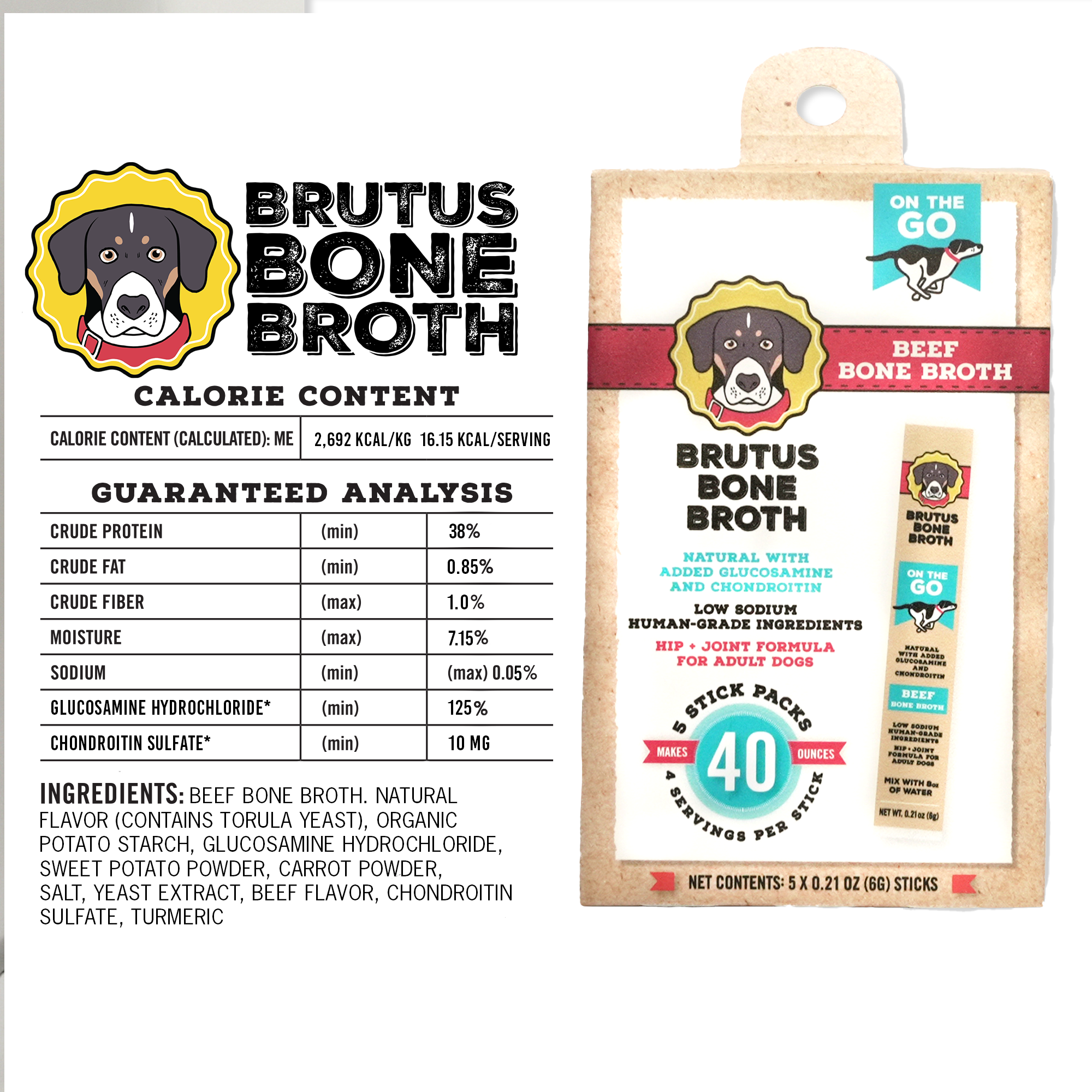 Convenient Brutus On The Go Bone Broth Powder - Beef