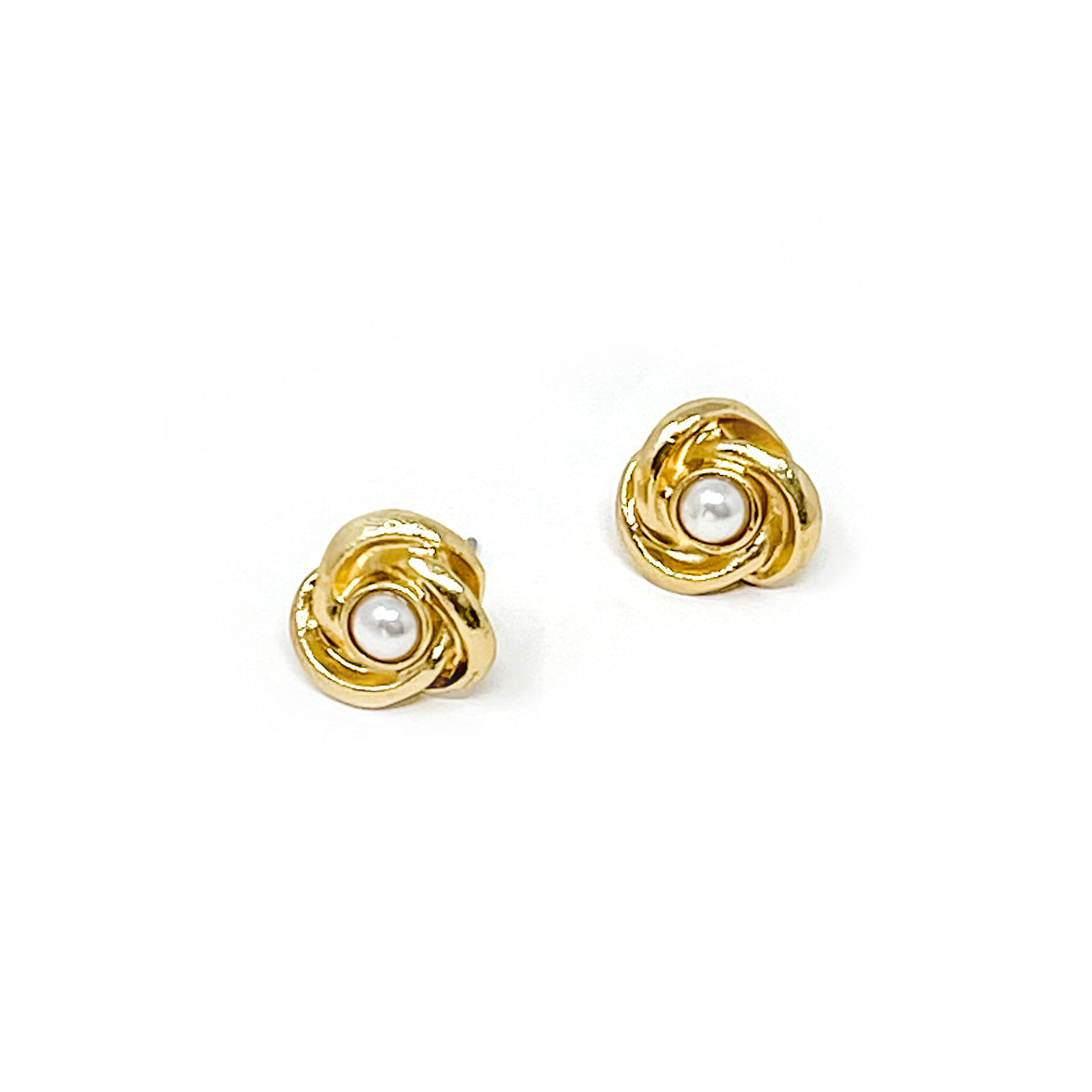Matte Gold and Pearl Blossom Earrings