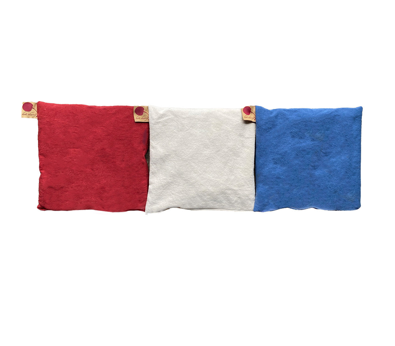 Hot Cherry Square Pillow Set - Red Blue & Natural Denim