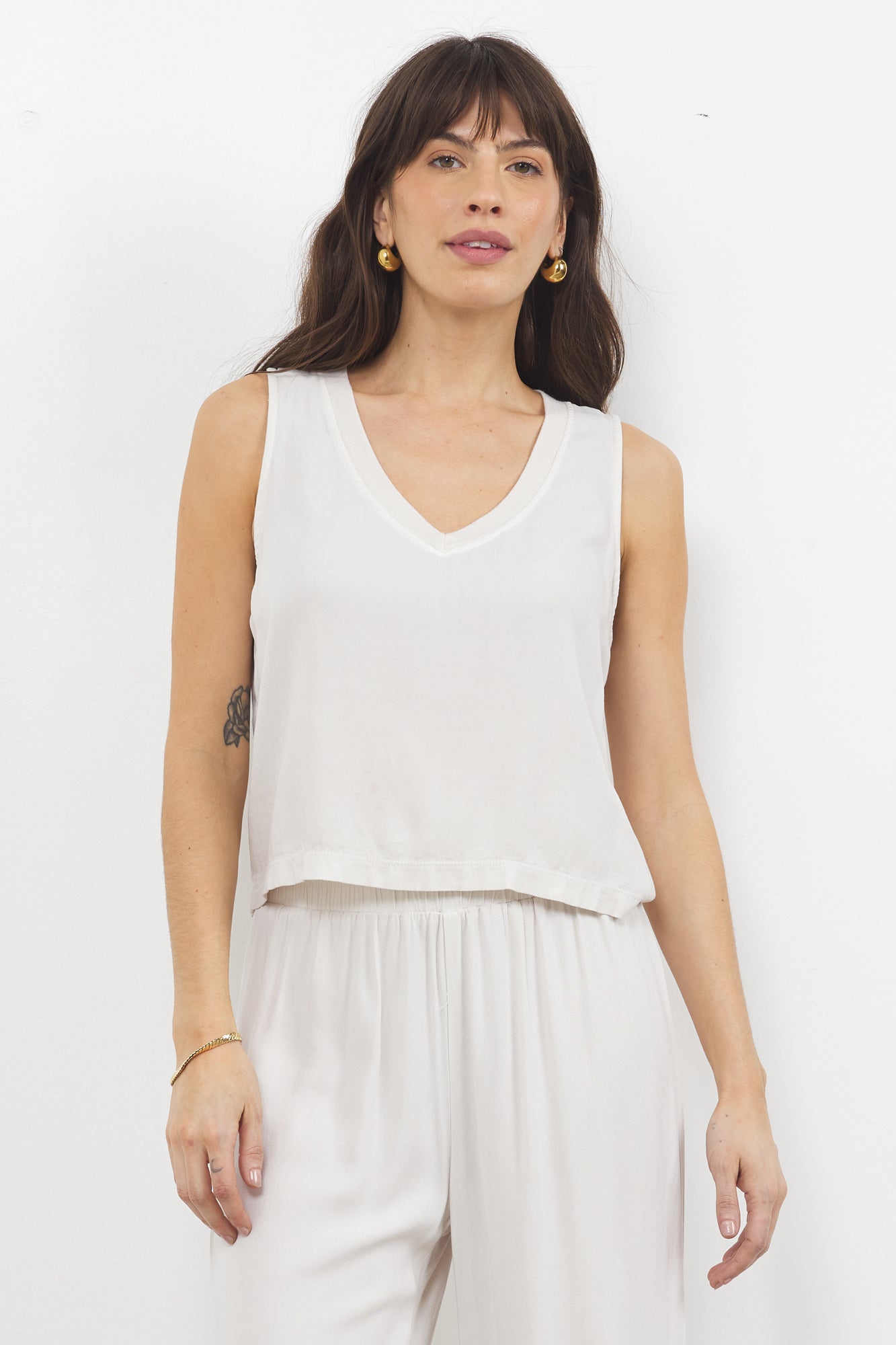 Helena Soft Washed Twill V Neck Tank