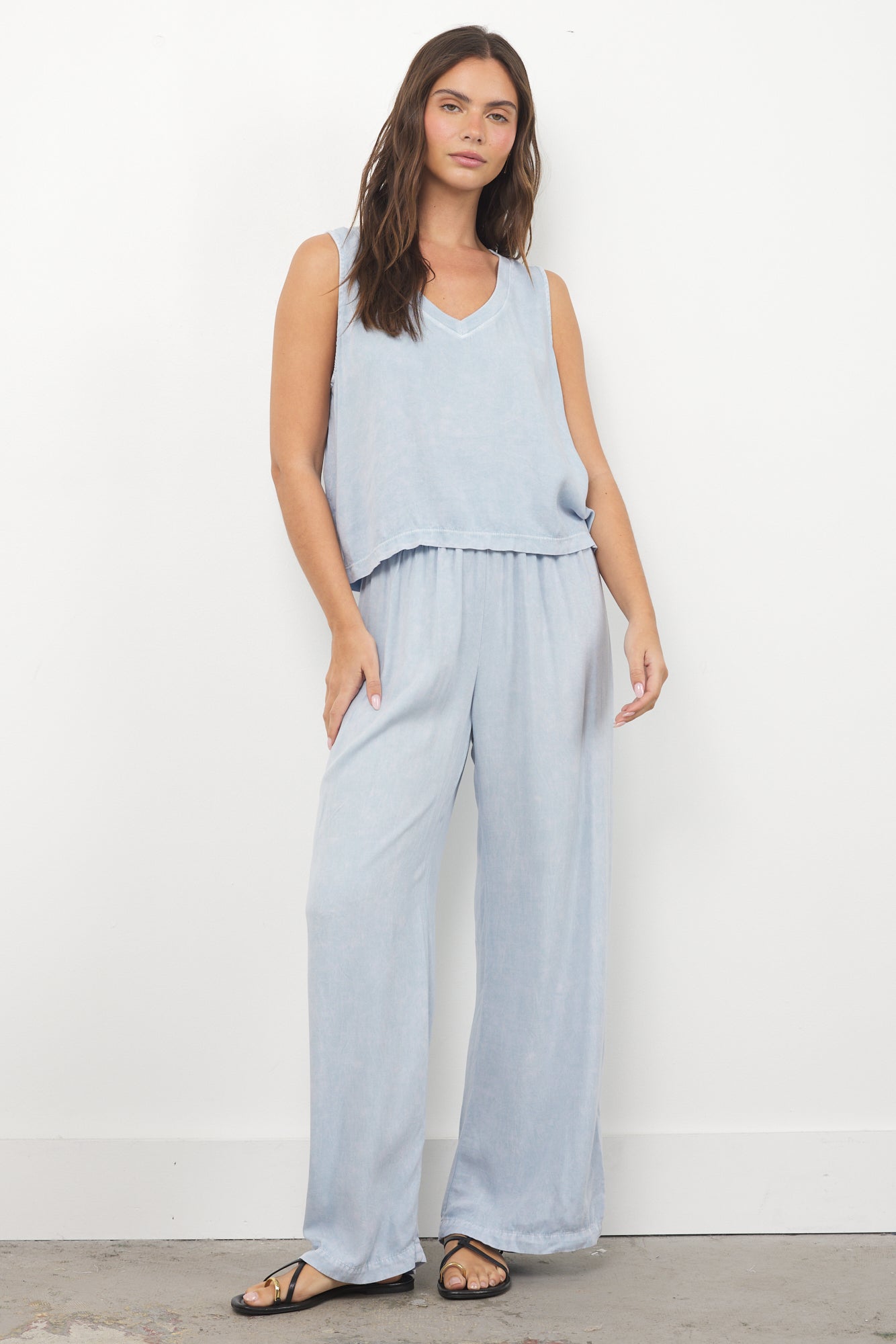 Helena Soft Washed Twill V Neck Tank