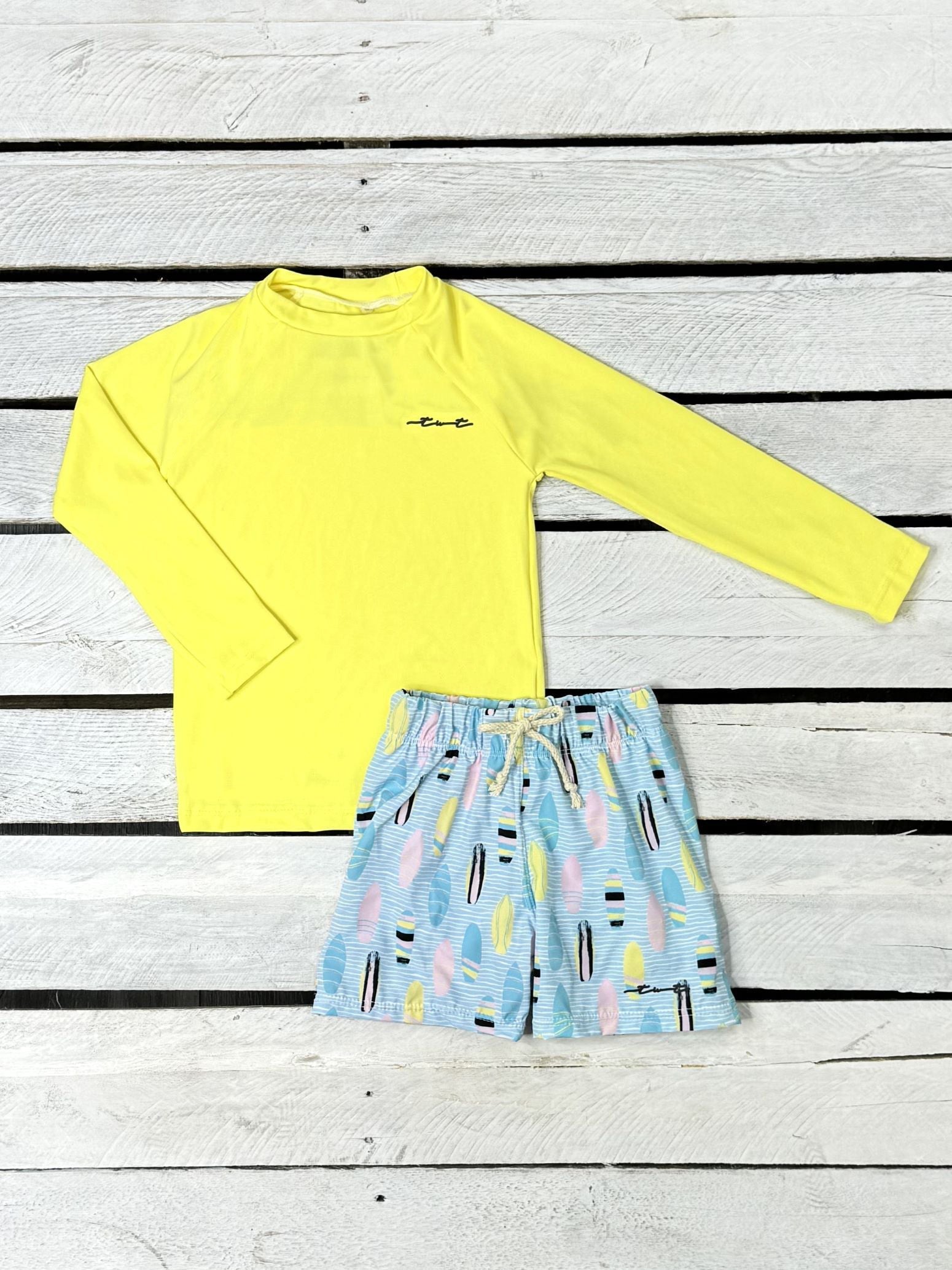 Boys Surf's Up UPF 50 Sun Shirt & Swim Trunk Set