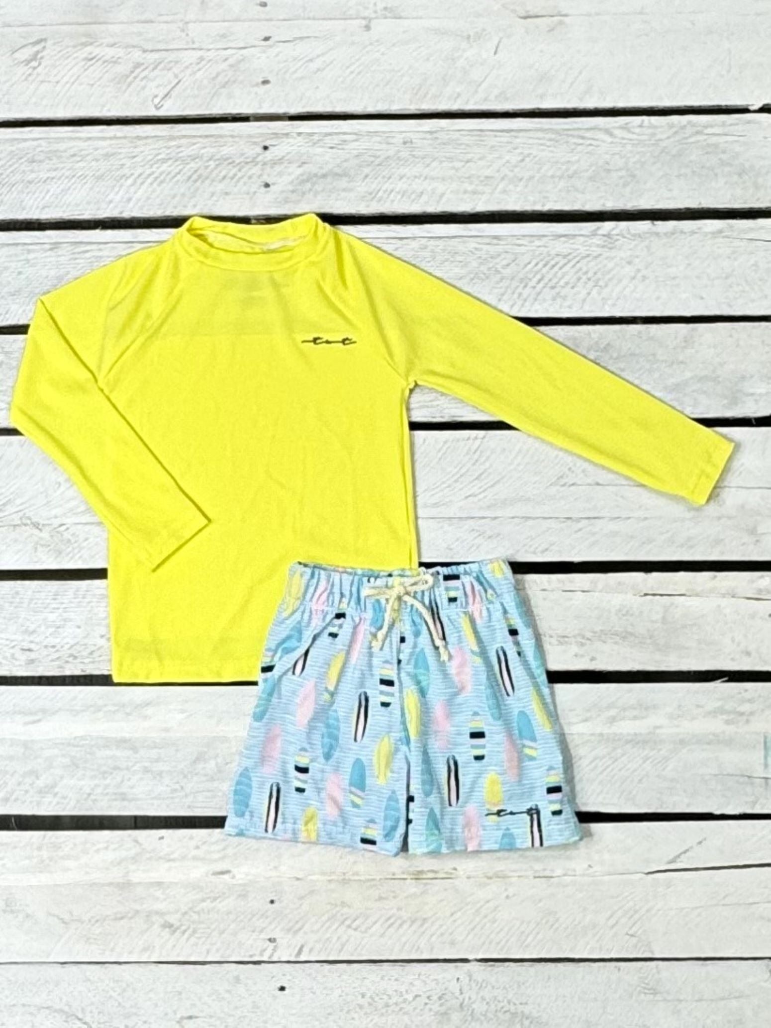 Boys Surf's Up UPF 50 Sun Shirt & Swim Trunk Set
